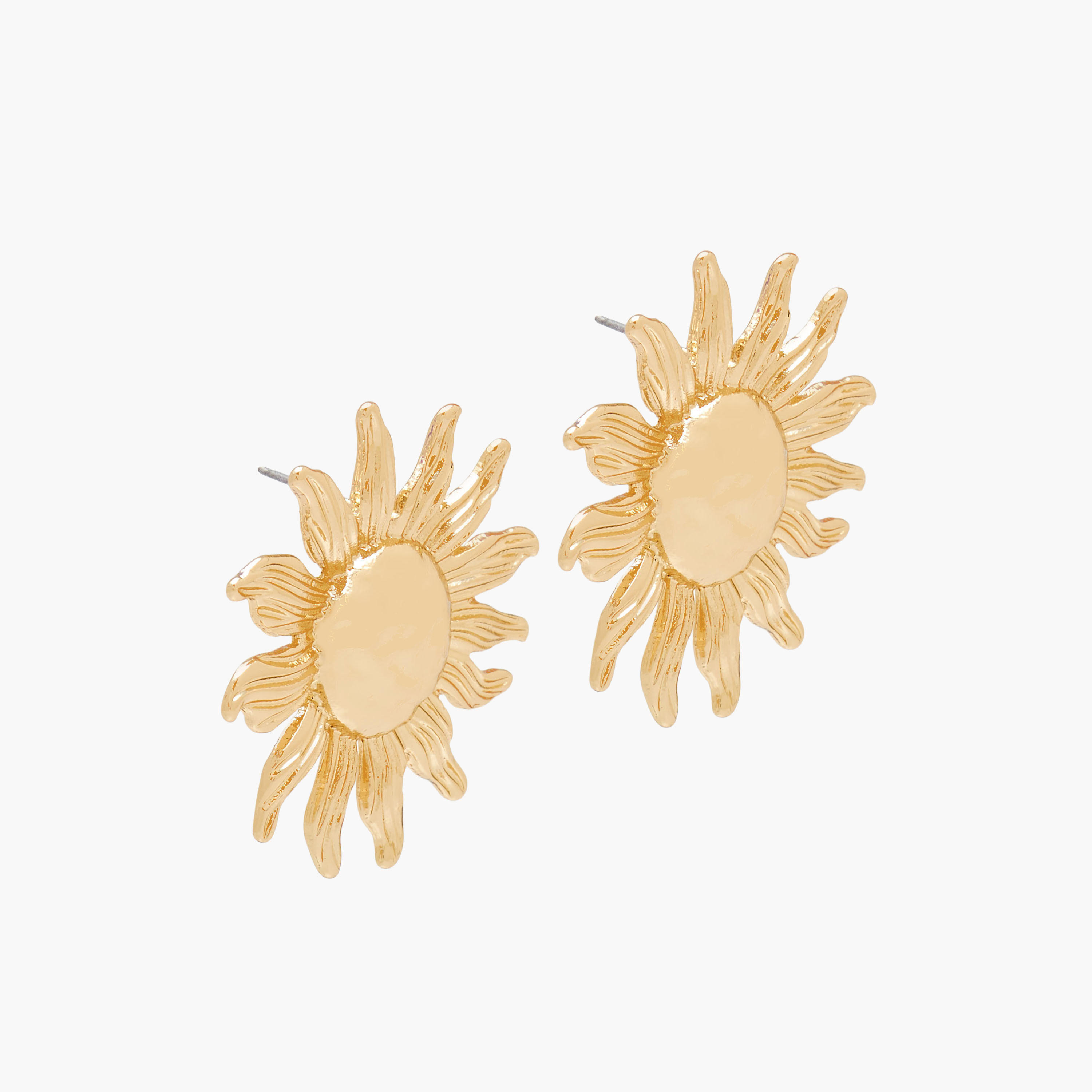أقراط بلون ذهبي وتصميم شمس ومكبس إغلاق خلفي-women-watchesandjewellery-jewellery-earrings-image-3
