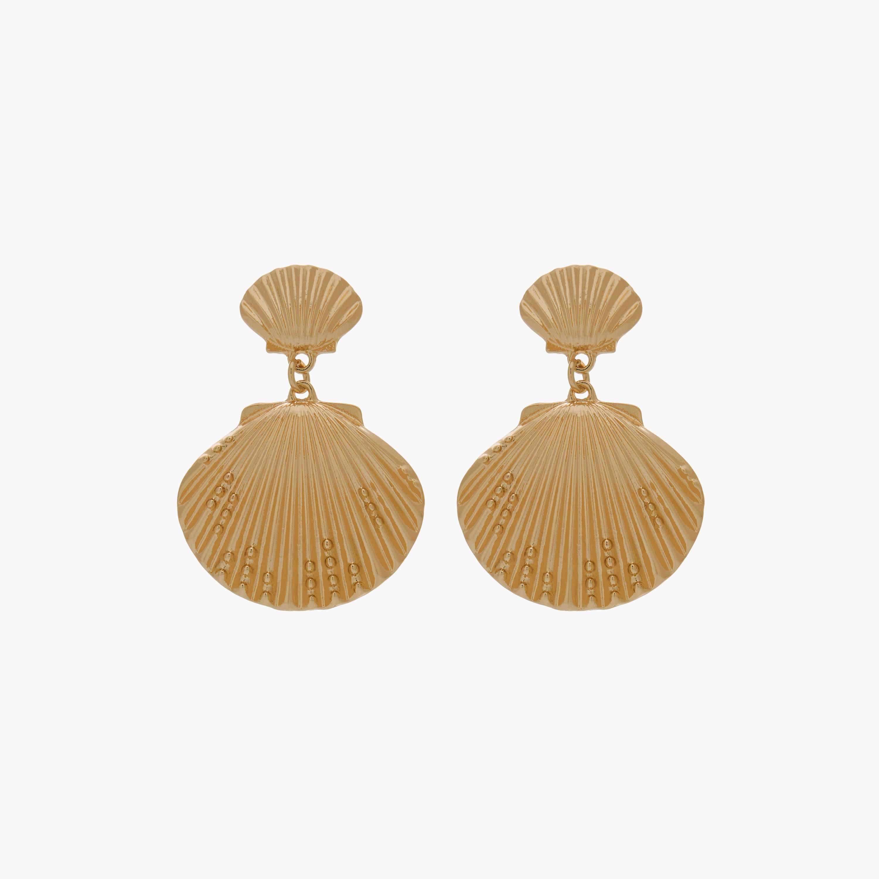 Gold Tone Shell Drop Earrings with Pushback Closure-women-watchesandjewellery-jewellery-earrings-image-1