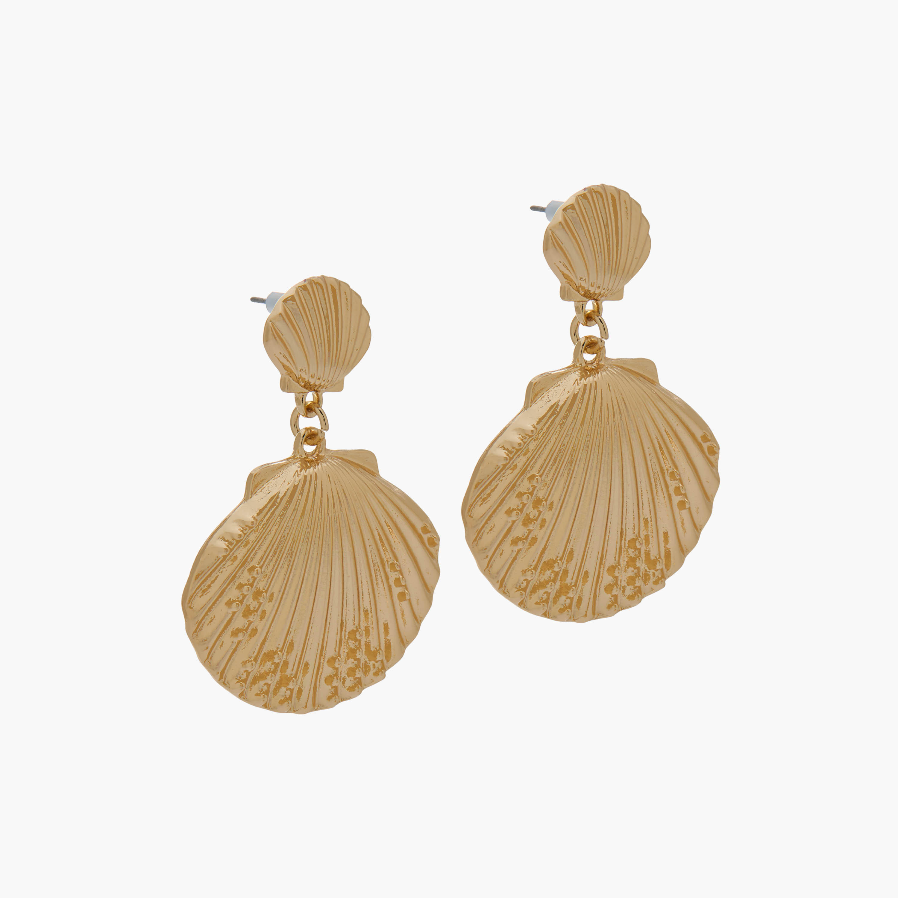 Gold Tone Shell Drop Earrings with Pushback Closure-women-watchesandjewellery-jewellery-earrings-image-3