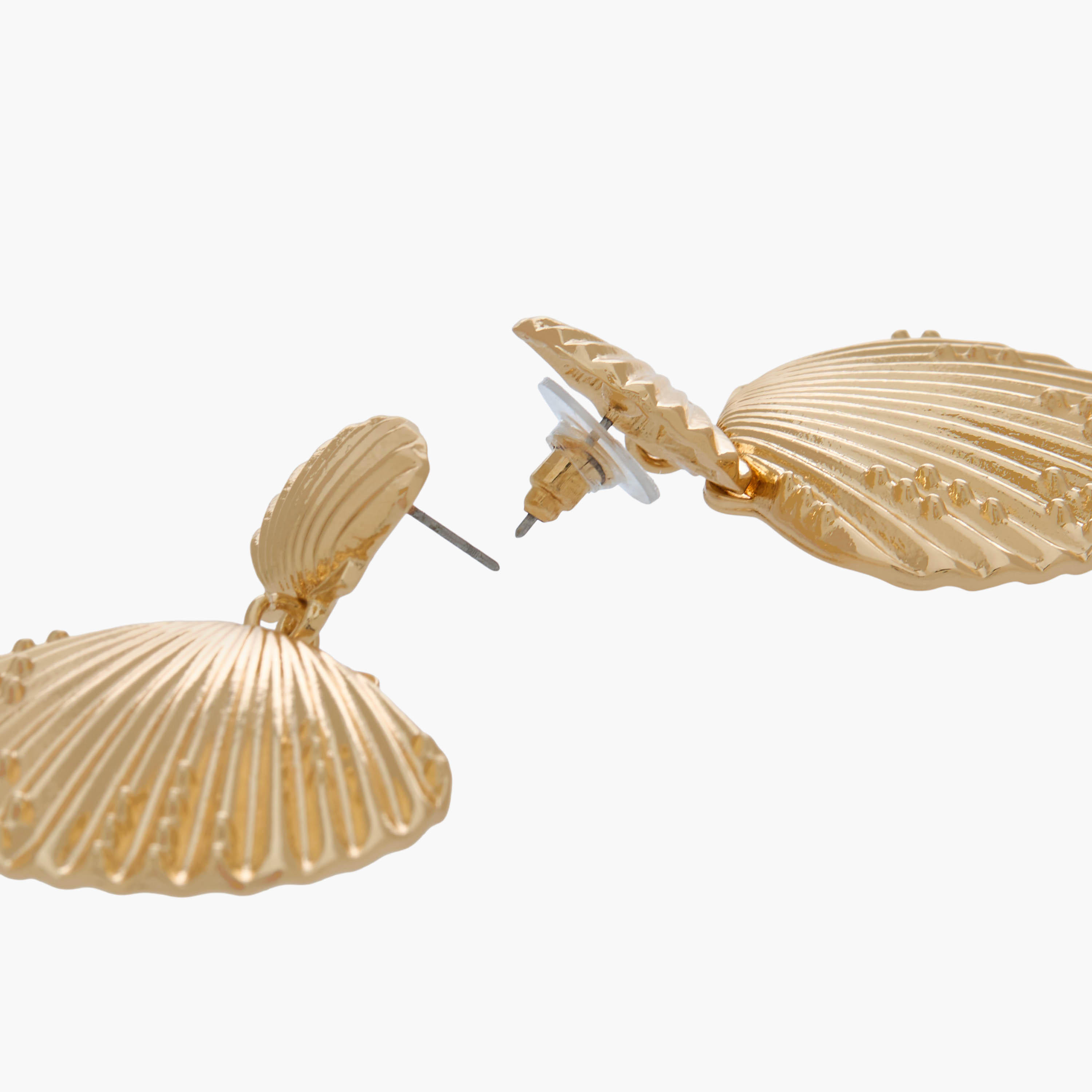 Gold Tone Shell Drop Earrings with Pushback Closure-women-watchesandjewellery-jewellery-earrings-image-5