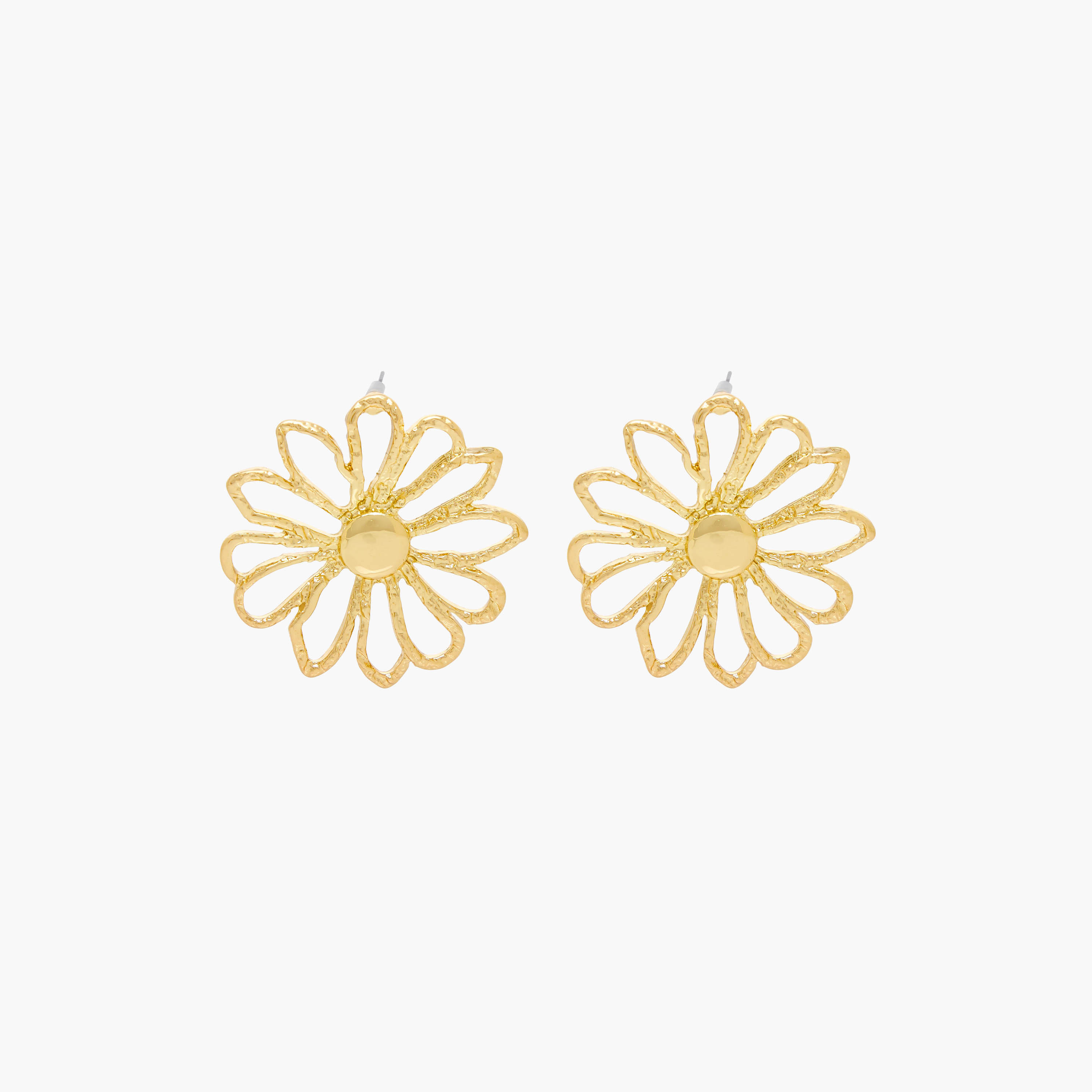 حلقان بشكل زهرة بلون ذهبي ومكبس إغلاق خلفي-women-watchesandjewellery-jewellery-earrings-image-1
