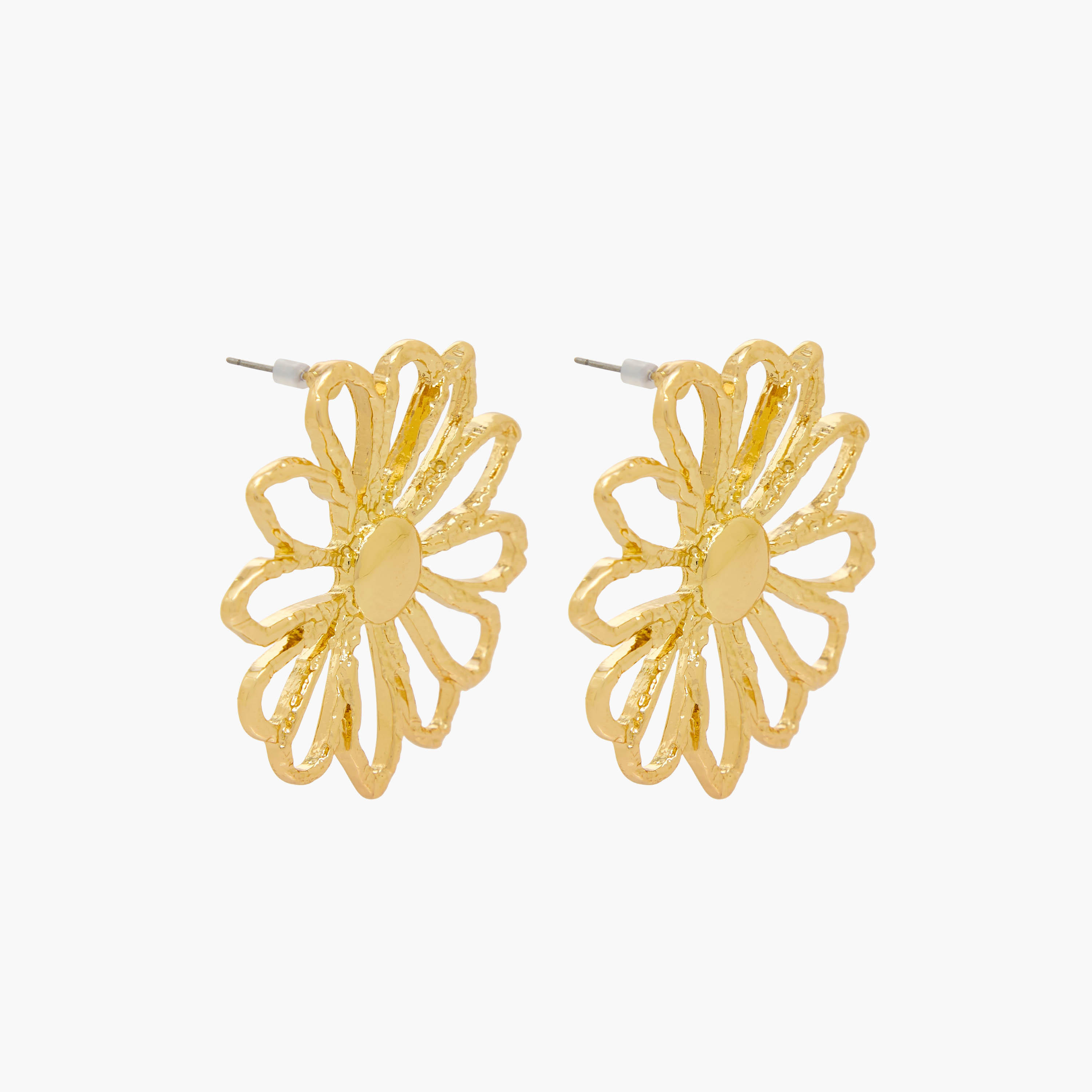 حلقان بشكل زهرة بلون ذهبي ومكبس إغلاق خلفي-women-watchesandjewellery-jewellery-earrings-image-3