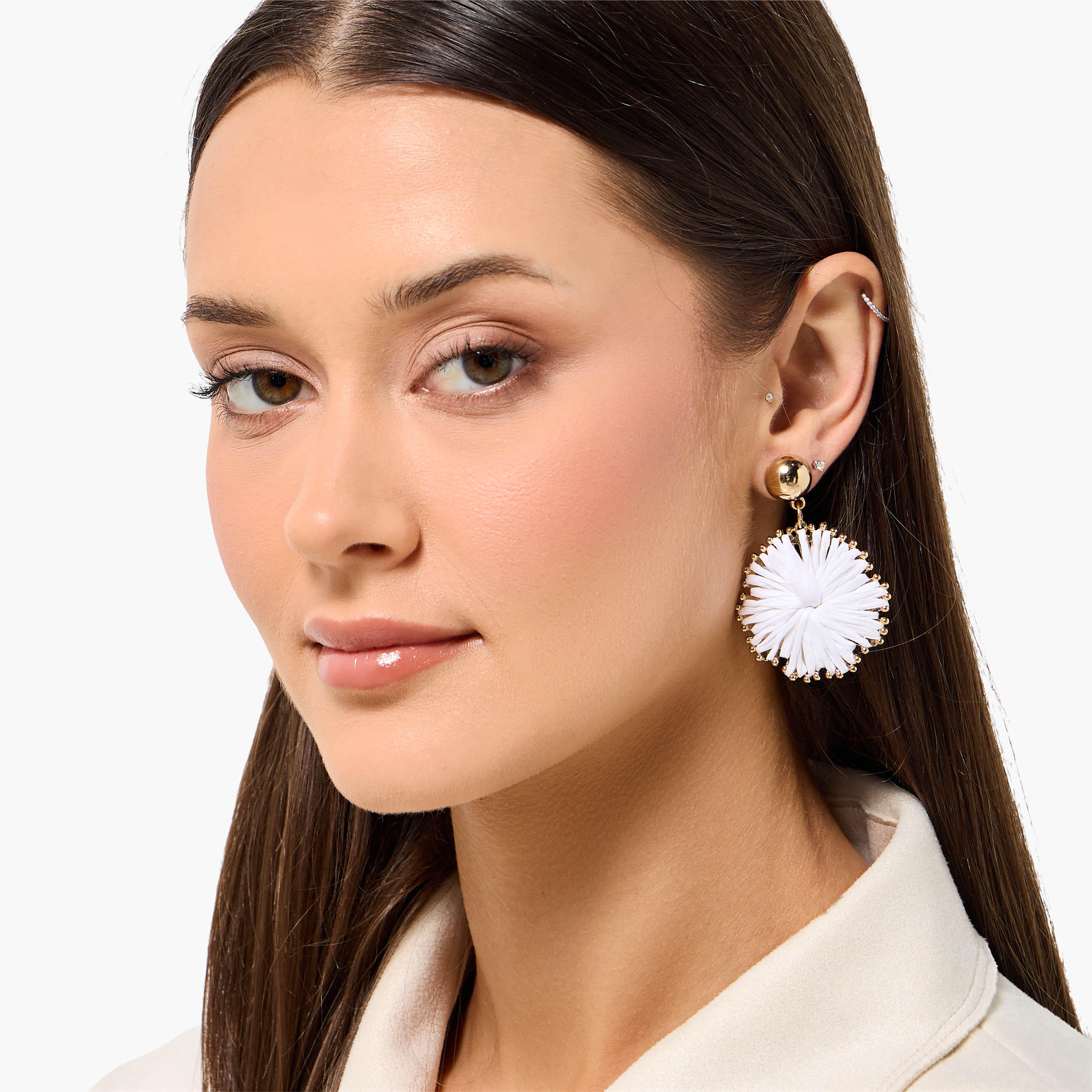 Gold Tone Raffia Drop Earrings with Pushback Closure-women-watchesandjewellery-jewellery-earrings-image-2