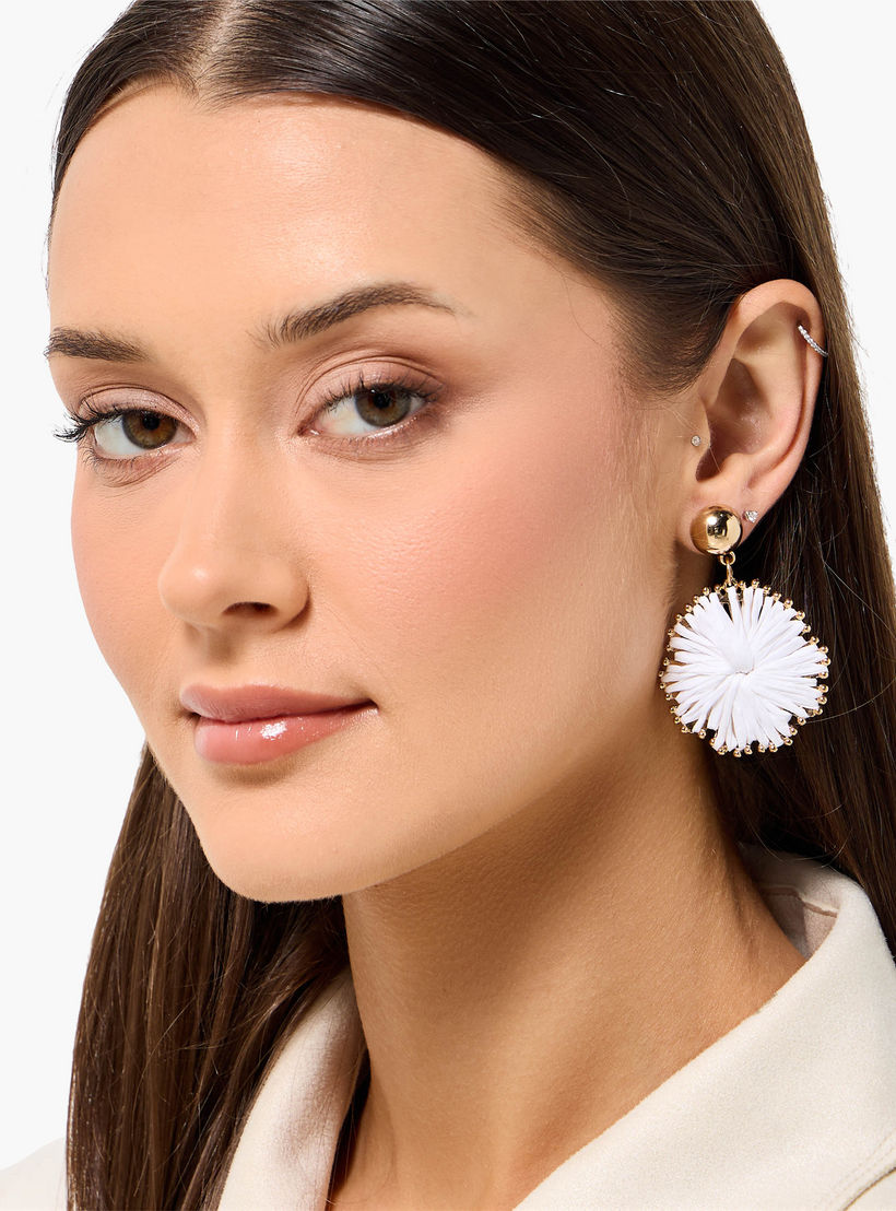 Gold Tone Raffia Drop Earrings with Pushback Closure-women-watchesandjewellery-jewellery-earrings-image-2