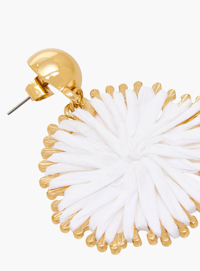 Gold Tone Raffia Drop Earrings with Pushback Closure-women-watchesandjewellery-jewellery-earrings-image-4