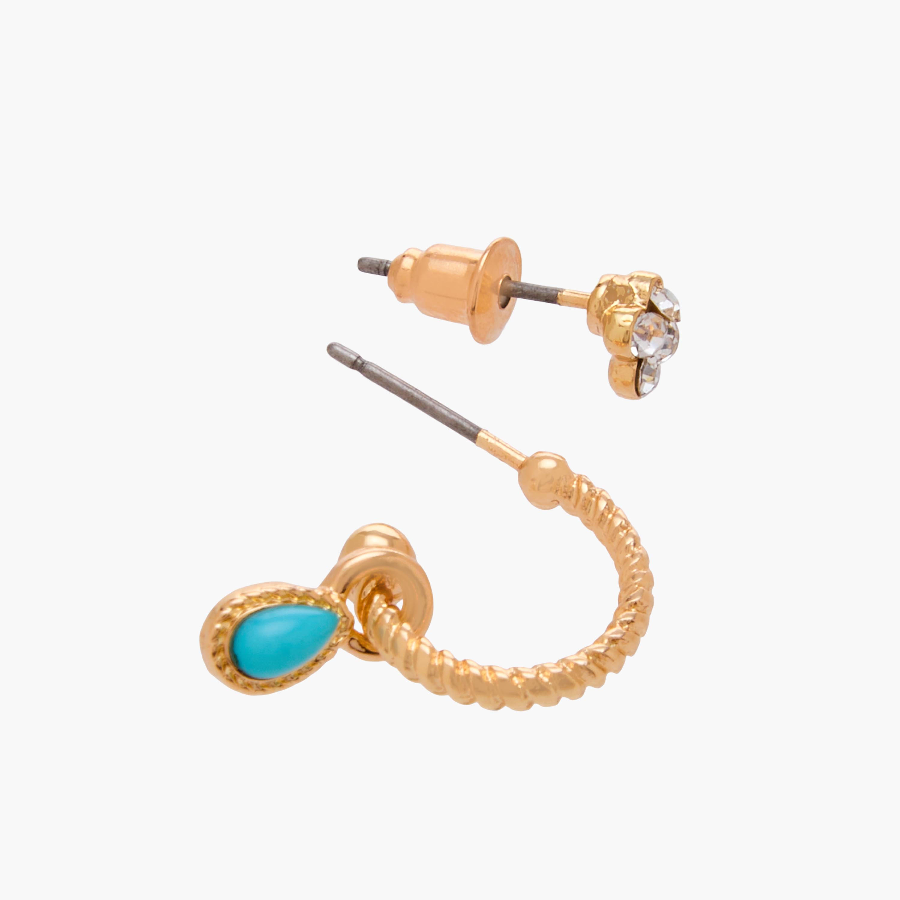 طقم من 9 - أقراط متنوعة بلون ذهبي ومكبس إغلاق-women-watchesandjewellery-jewellery-earrings-image-5
