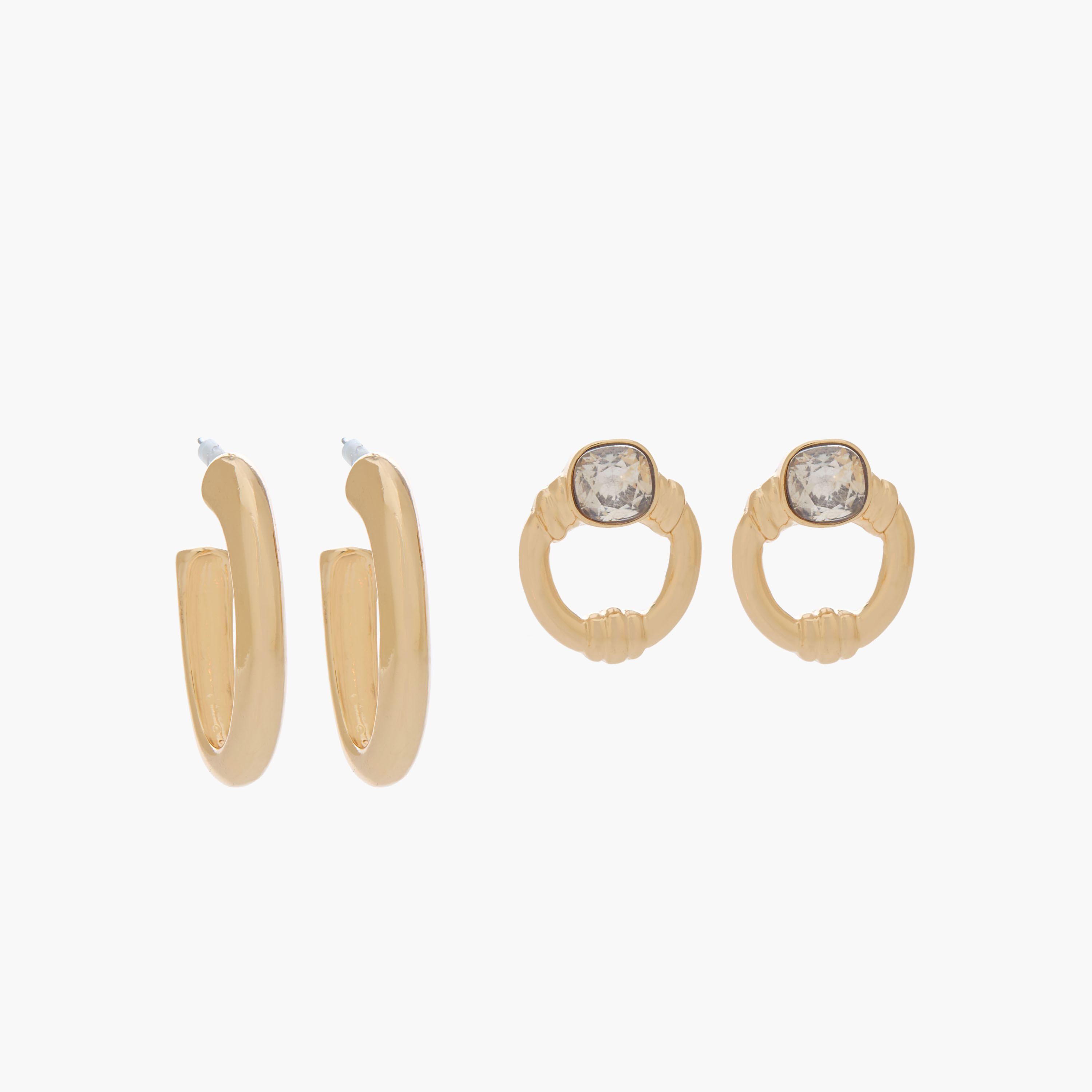 حلقان ذهبية متنوعة بمكبس إغلاق - طقم من زوجين-women-watchesandjewellery-jewellery-earrings-image-1
