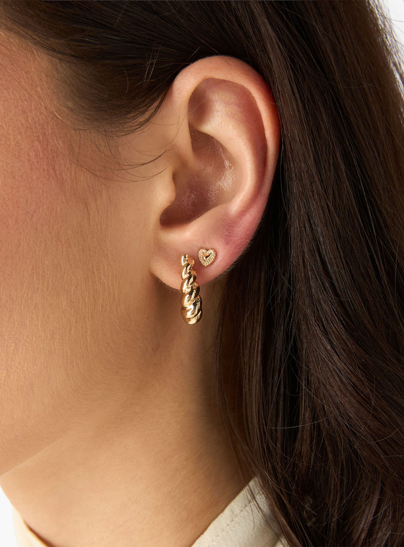 Pack of 9 Gold Tone Assorted Earrings with Pushback Closure-women-watchesandjewellery-jewellery-earrings-image-2
