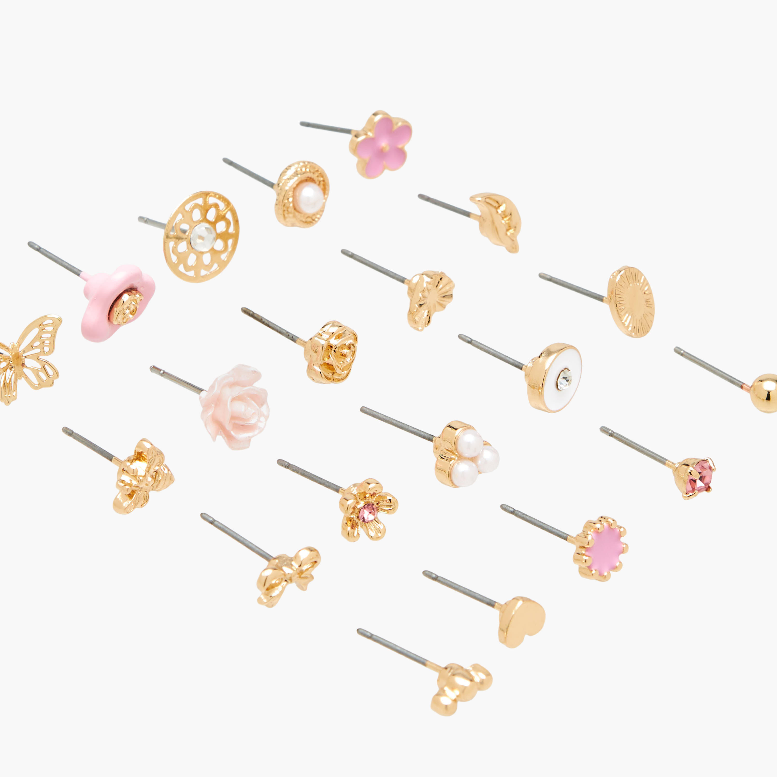 طقم من 20 - أقراط متنوعة بلون ذهبي ومكبس إغلاق خلفي-women-watchesandjewellery-jewellery-earrings-image-4