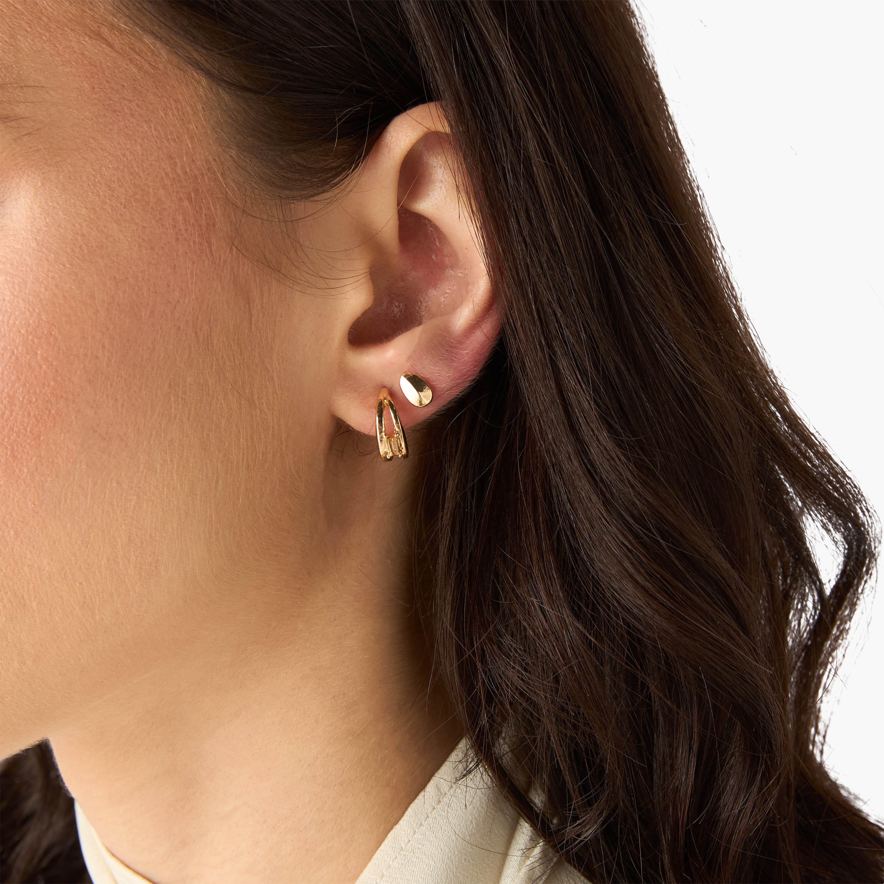 طقم من 12 - أقراط متنوعة بلون ذهبي ومكبس إغلاق خلفي-women-watchesandjewellery-jewellery-earrings-image-2
