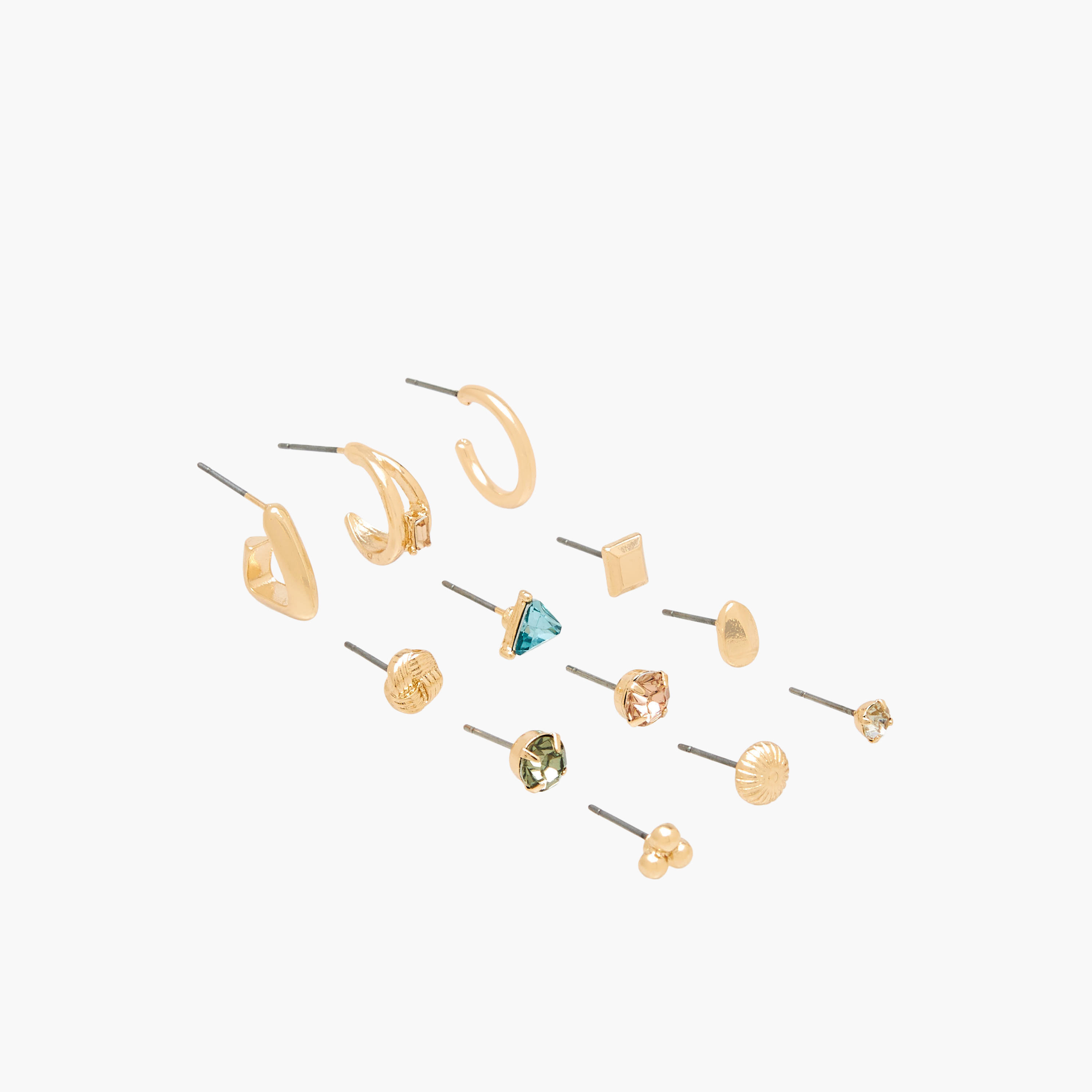 طقم من 12 - أقراط متنوعة بلون ذهبي ومكبس إغلاق خلفي-women-watchesandjewellery-jewellery-earrings-image-3