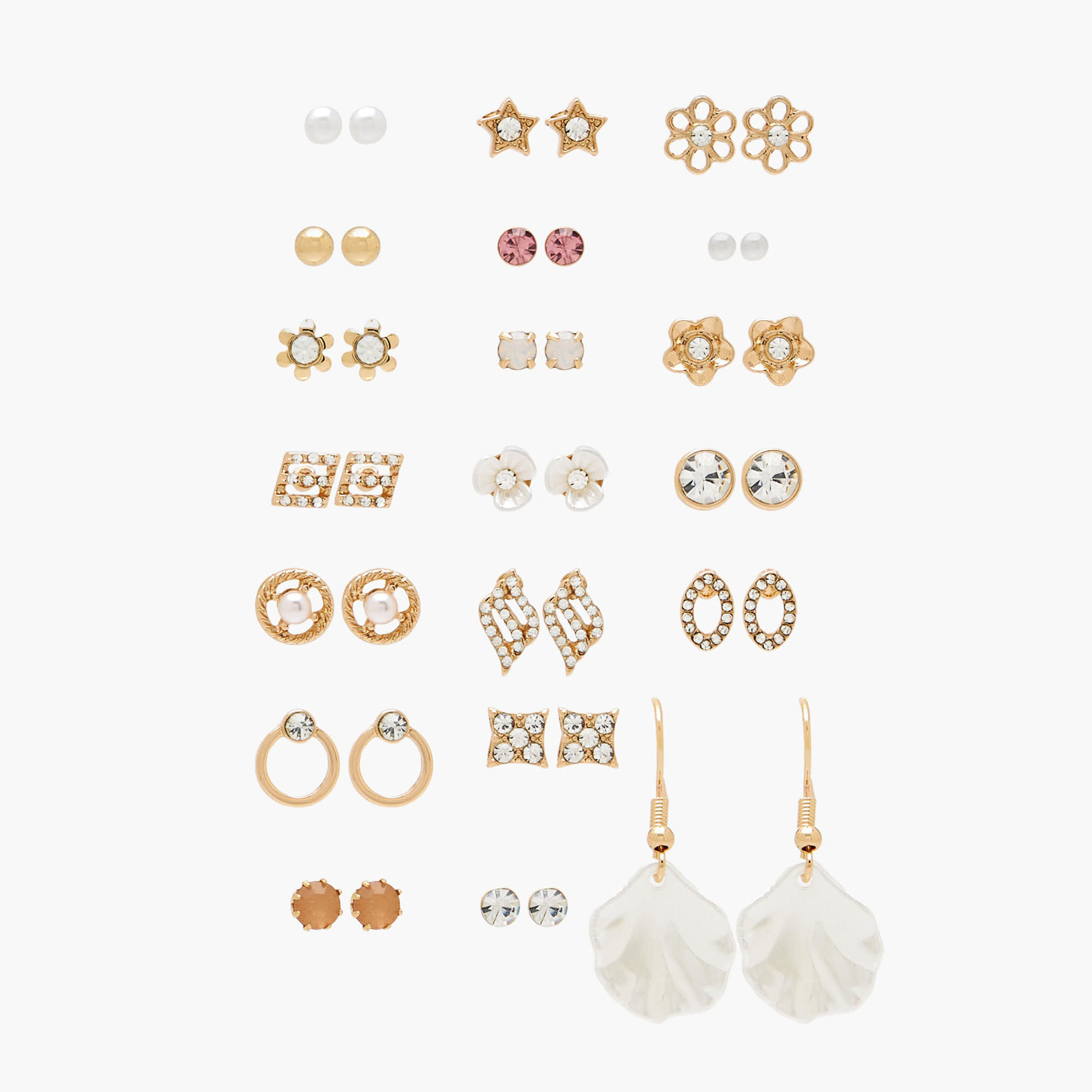 طقم من 20 - أقراط مزينة بلون ذهبي-women-watchesandjewellery-jewellery-earrings-image-1