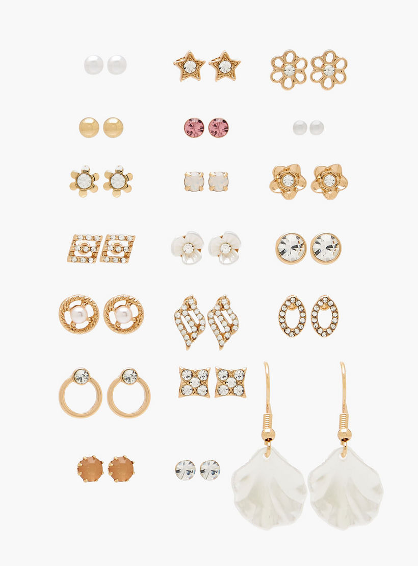 طقم من 20 - أقراط مزينة بلون ذهبي-women-watchesandjewellery-jewellery-earrings-image-1