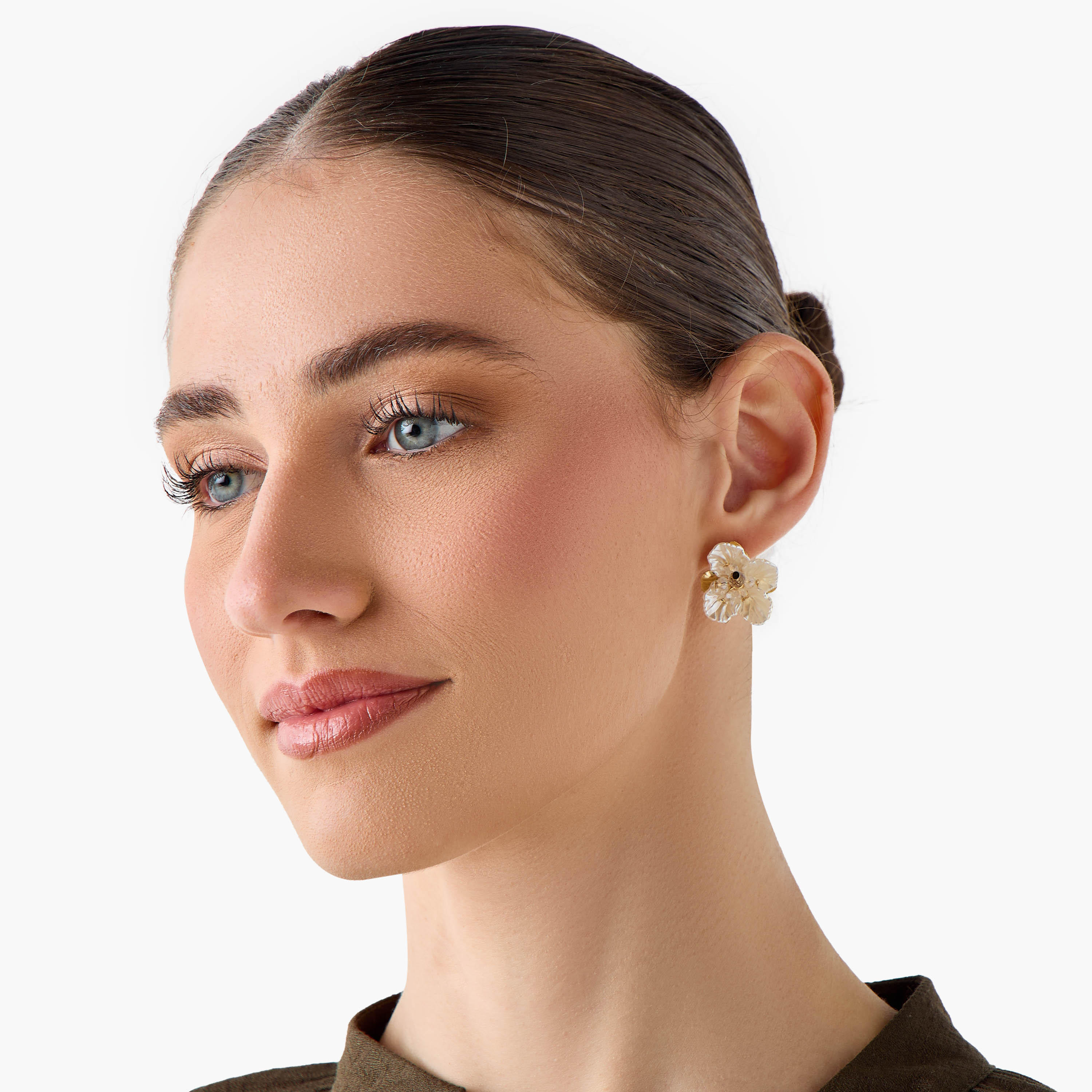 Pack of 3 Gold Tone Floral Embellished Earrings with Pushback Closure-women-watchesandjewellery-jewellery-earrings-image-2