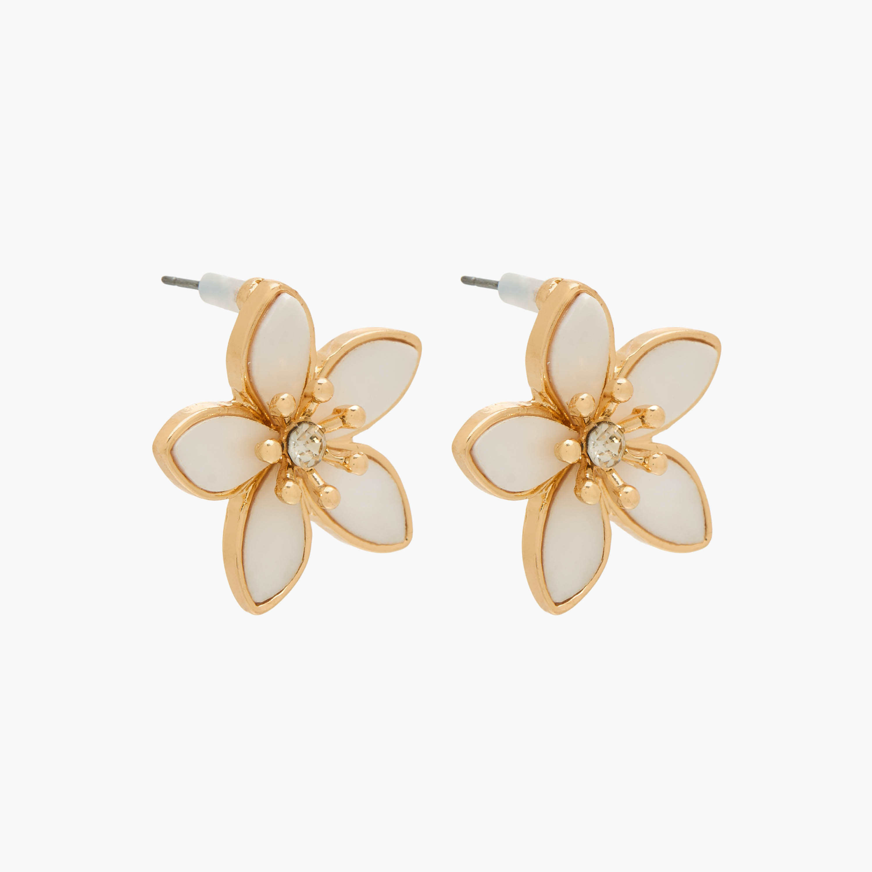 طقم حلقان ميتاليك بتصميم زهرة ومكبس إغلاق خلفي من 3 أزواج-women-watchesandjewellery-jewellery-earrings-image-3