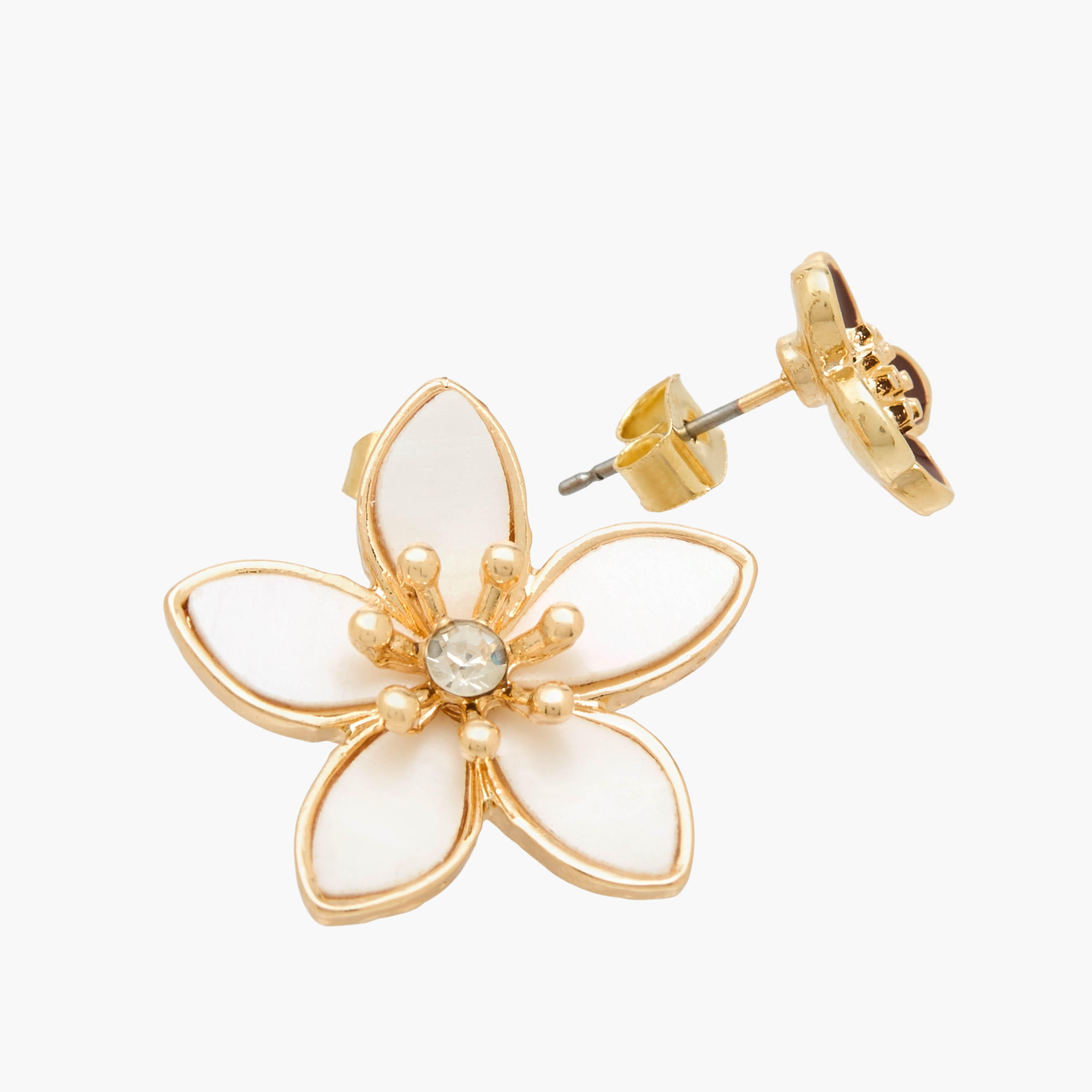 طقم حلقان ميتاليك بتصميم زهرة ومكبس إغلاق خلفي من 3 أزواج-women-watchesandjewellery-jewellery-earrings-image-7