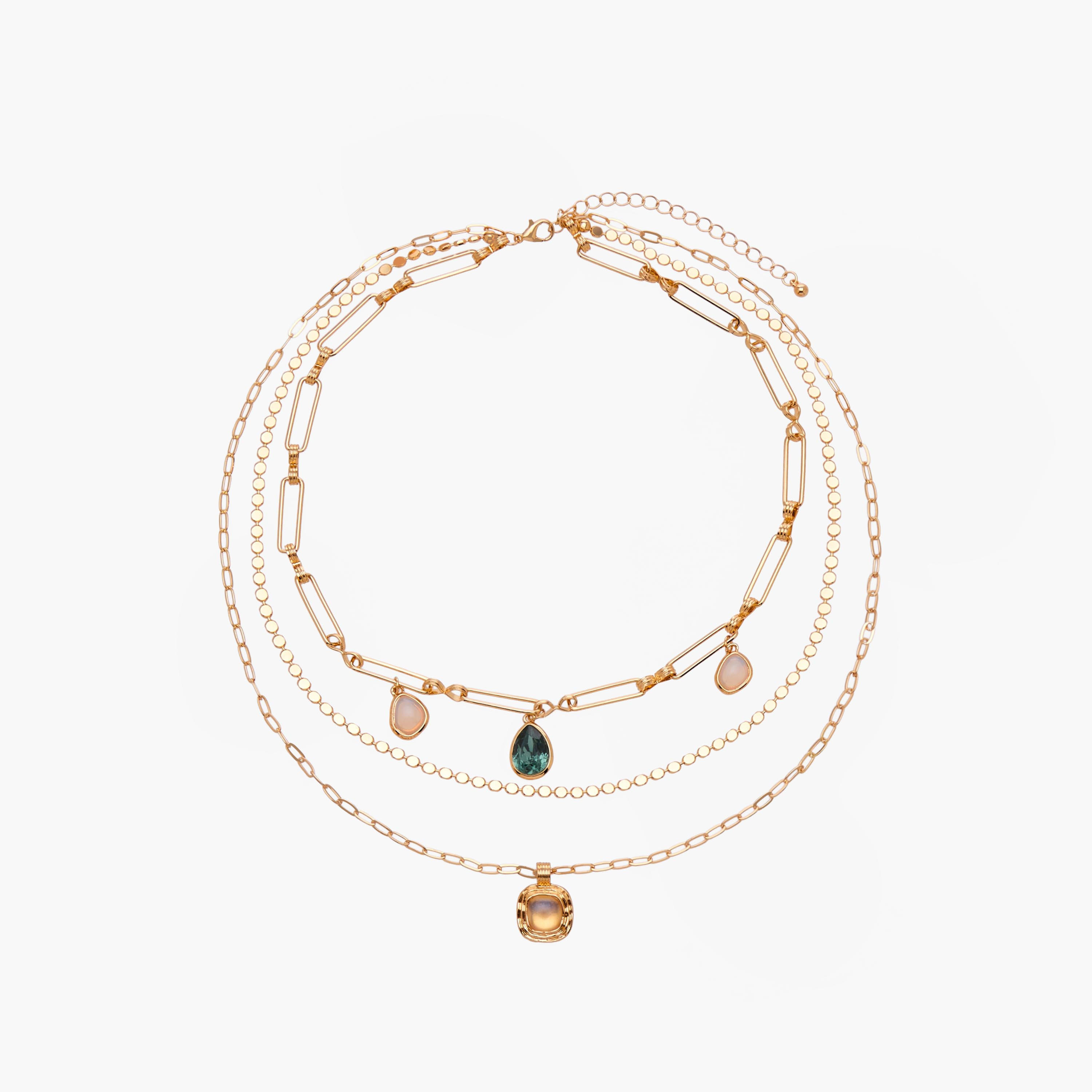 قلادة طبقات مزينة بلون ذهبي وتعليقات-women-watchesandjewellery-jewellery-necklacesandpendants-image-1