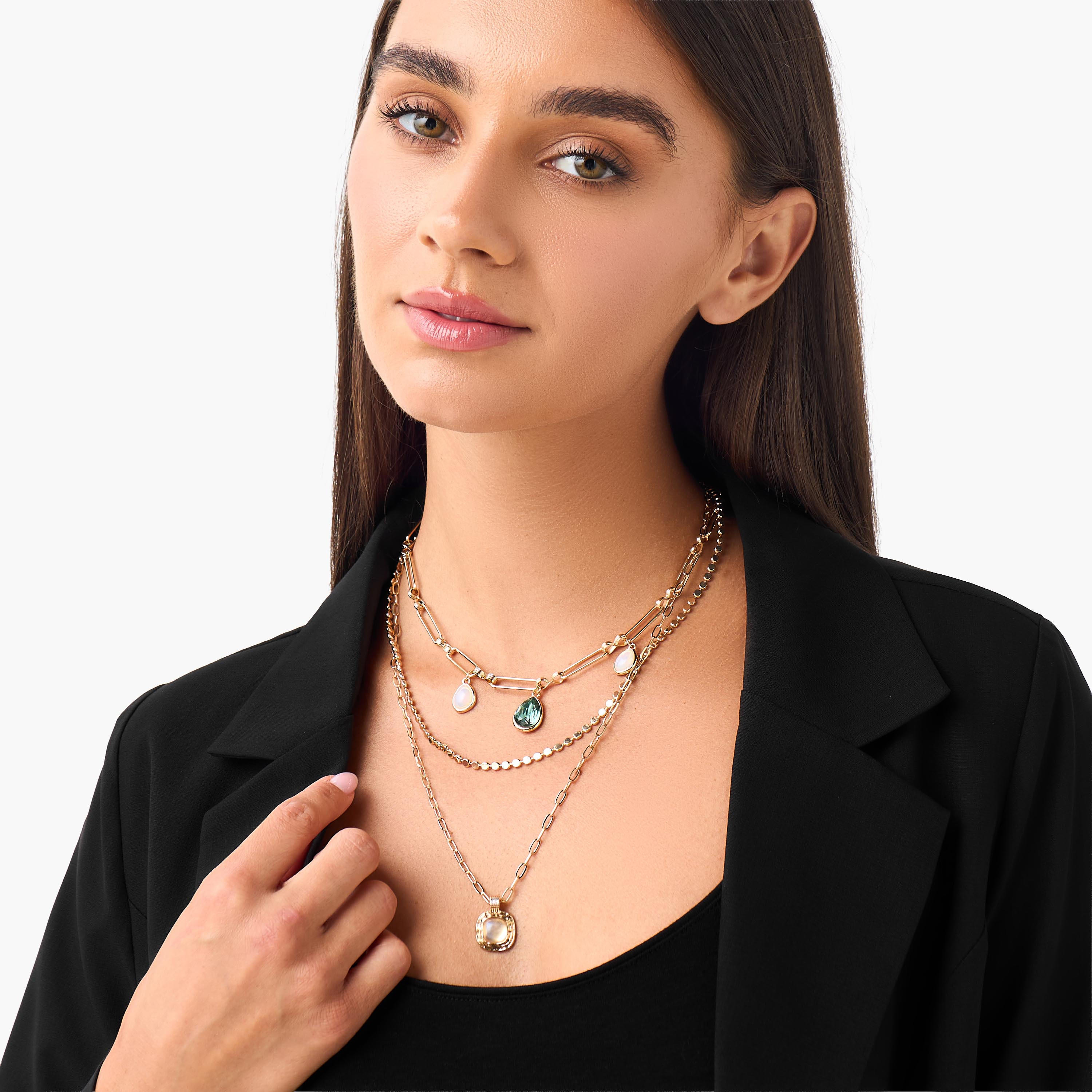 قلادة طبقات مزينة بلون ذهبي وتعليقات-women-watchesandjewellery-jewellery-necklacesandpendants-image-2