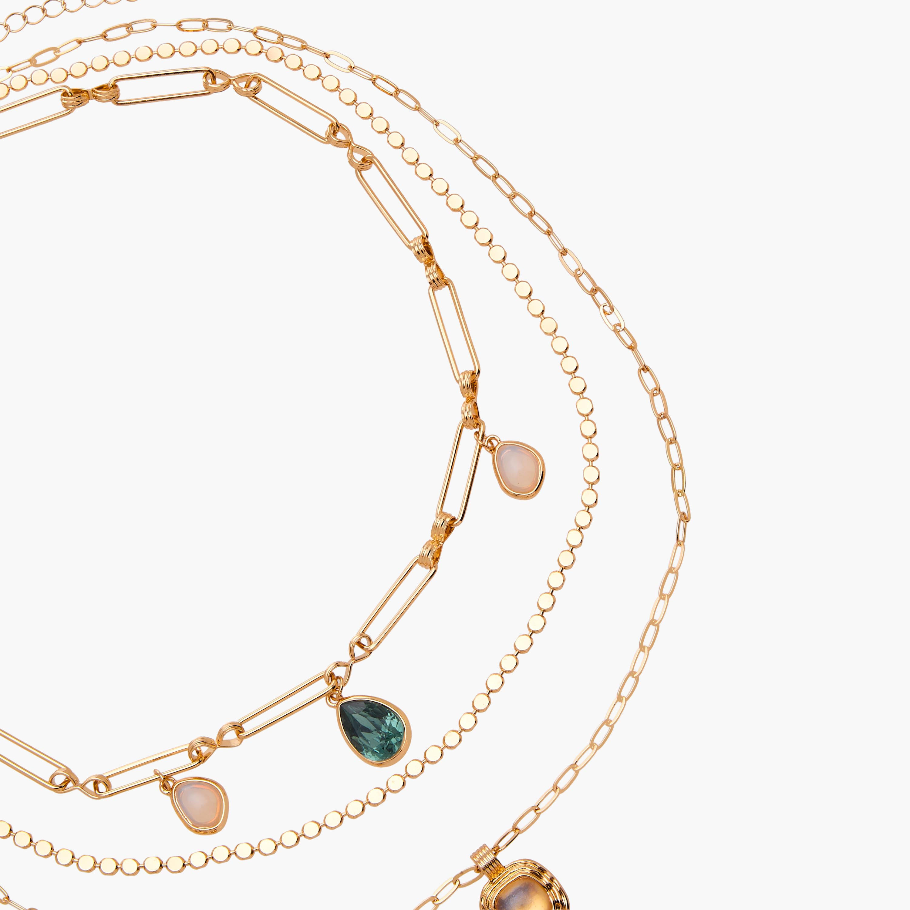 قلادة طبقات مزينة بلون ذهبي وتعليقات-women-watchesandjewellery-jewellery-necklacesandpendants-image-3
