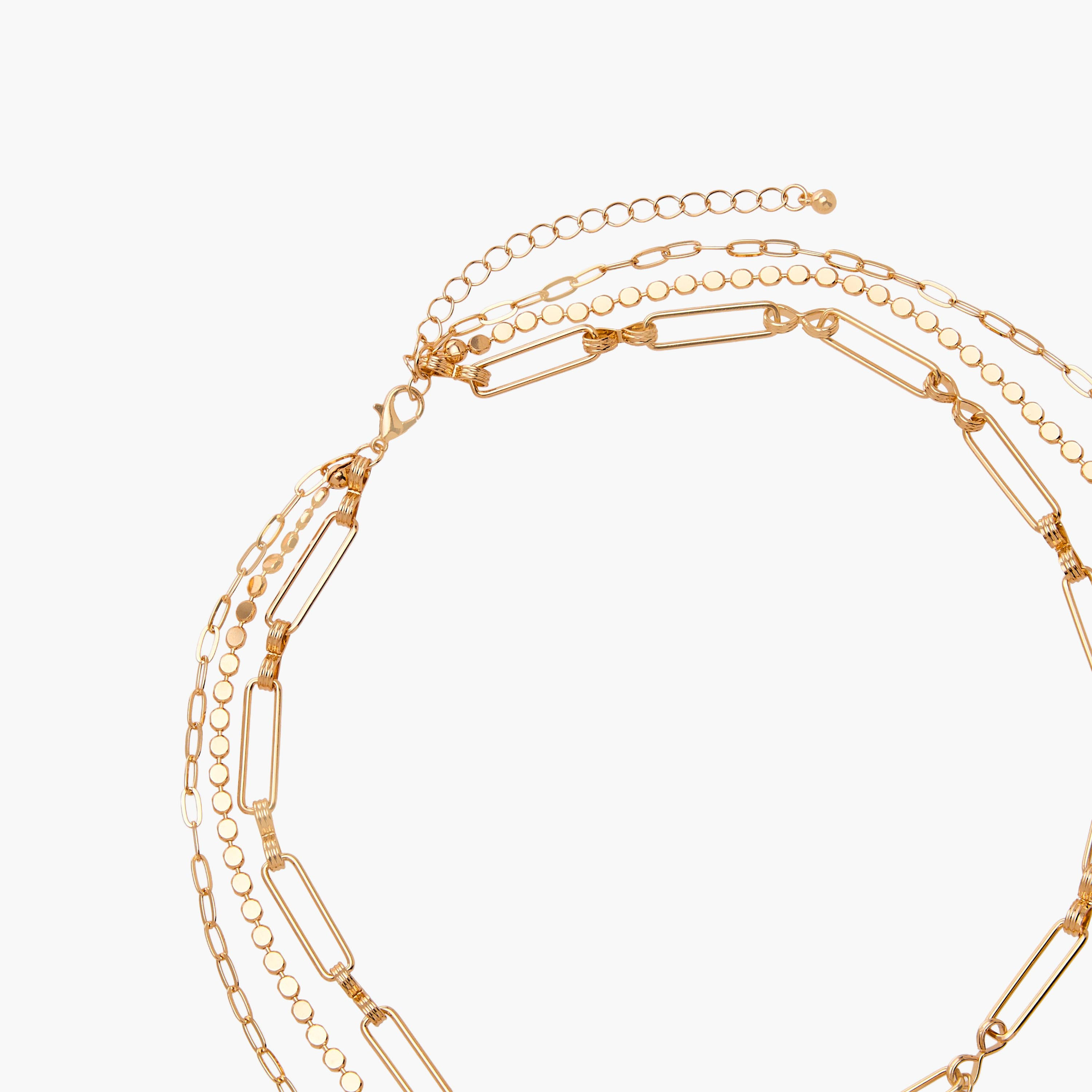 قلادة طبقات مزينة بلون ذهبي وتعليقات-women-watchesandjewellery-jewellery-necklacesandpendants-image-4