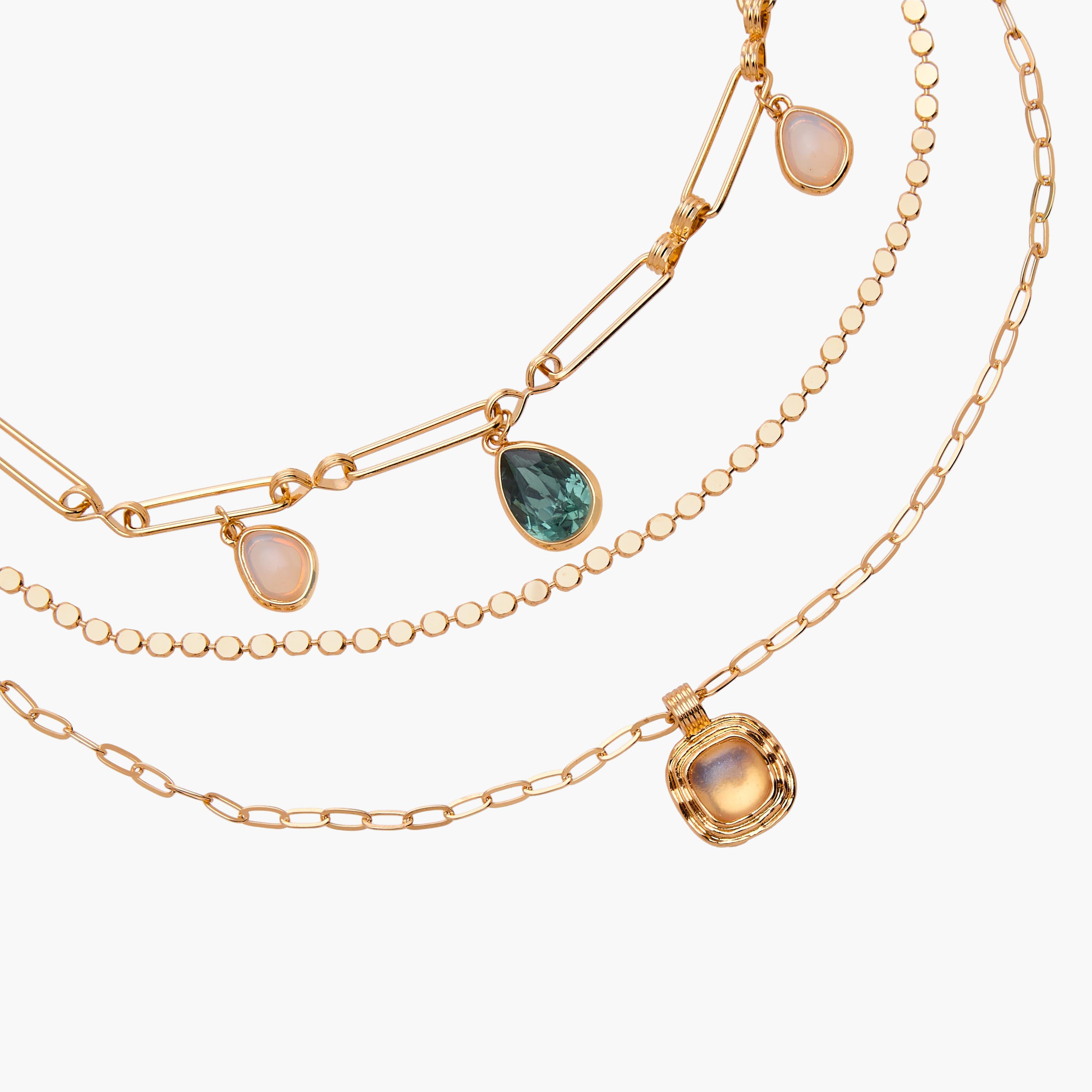 قلادة طبقات مزينة بلون ذهبي وتعليقات-women-watchesandjewellery-jewellery-necklacesandpendants-image-5