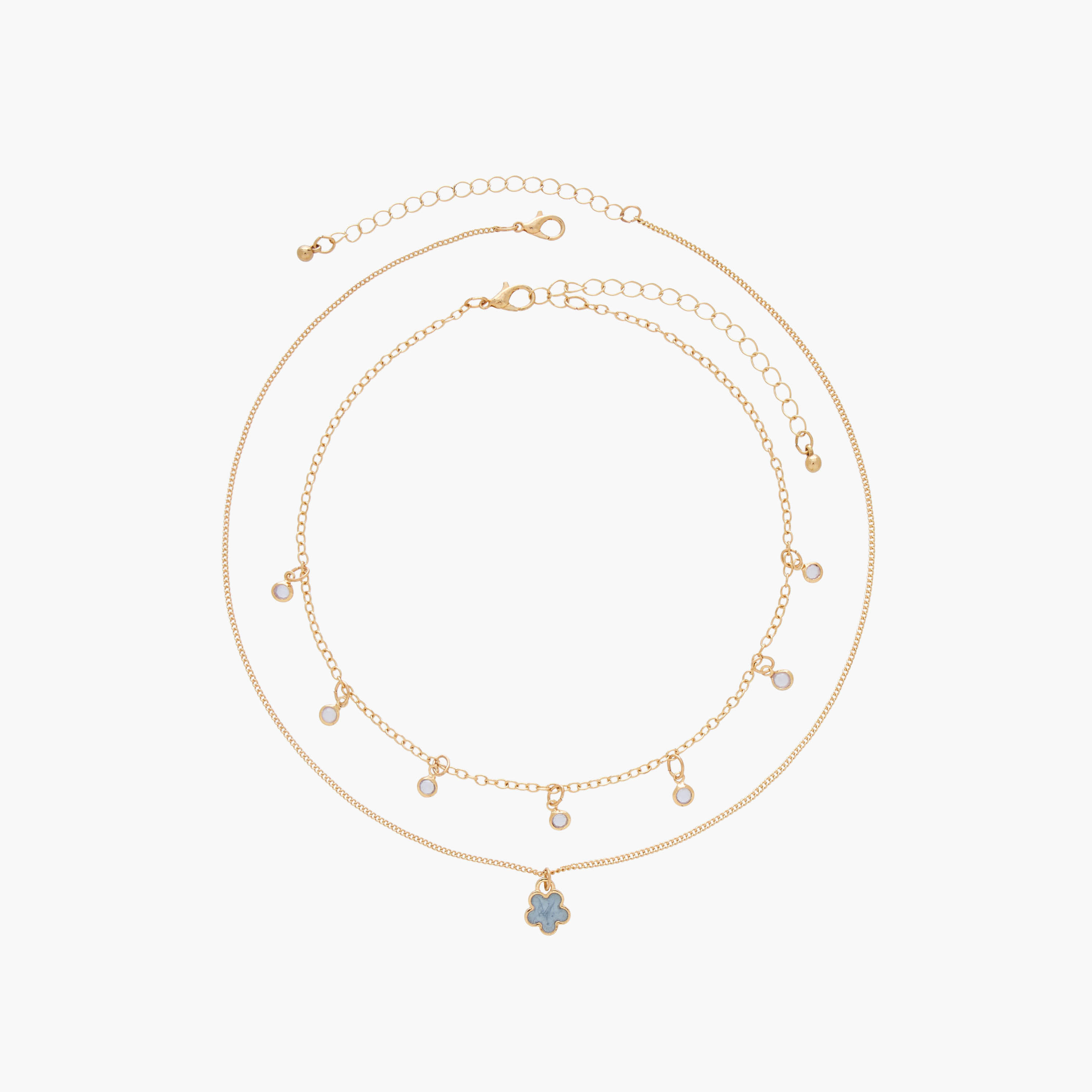 طقم عقد بلون ذهبي بتفاصيل مزينة - قطعتين-women-watchesandjewellery-jewellery-necklacesandpendants-image-1