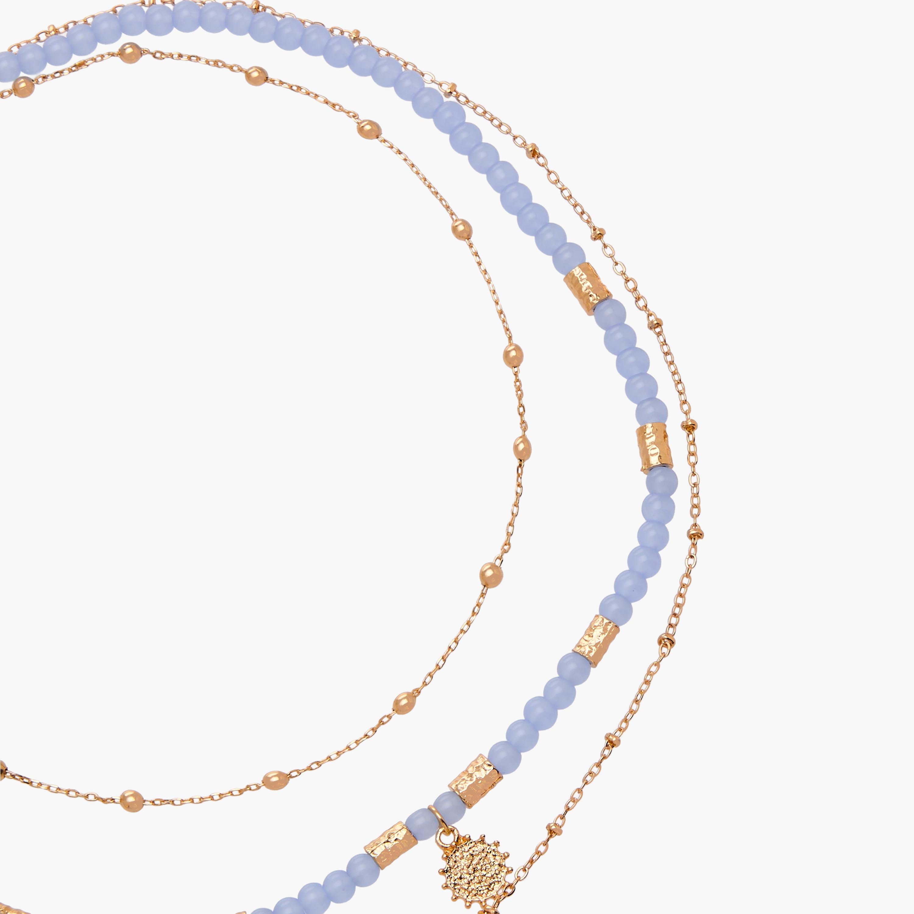 قلادة خرز طبقات بلون ذهبي ودلاية صدف-women-watchesandjewellery-jewellery-necklacesandpendants-image-3