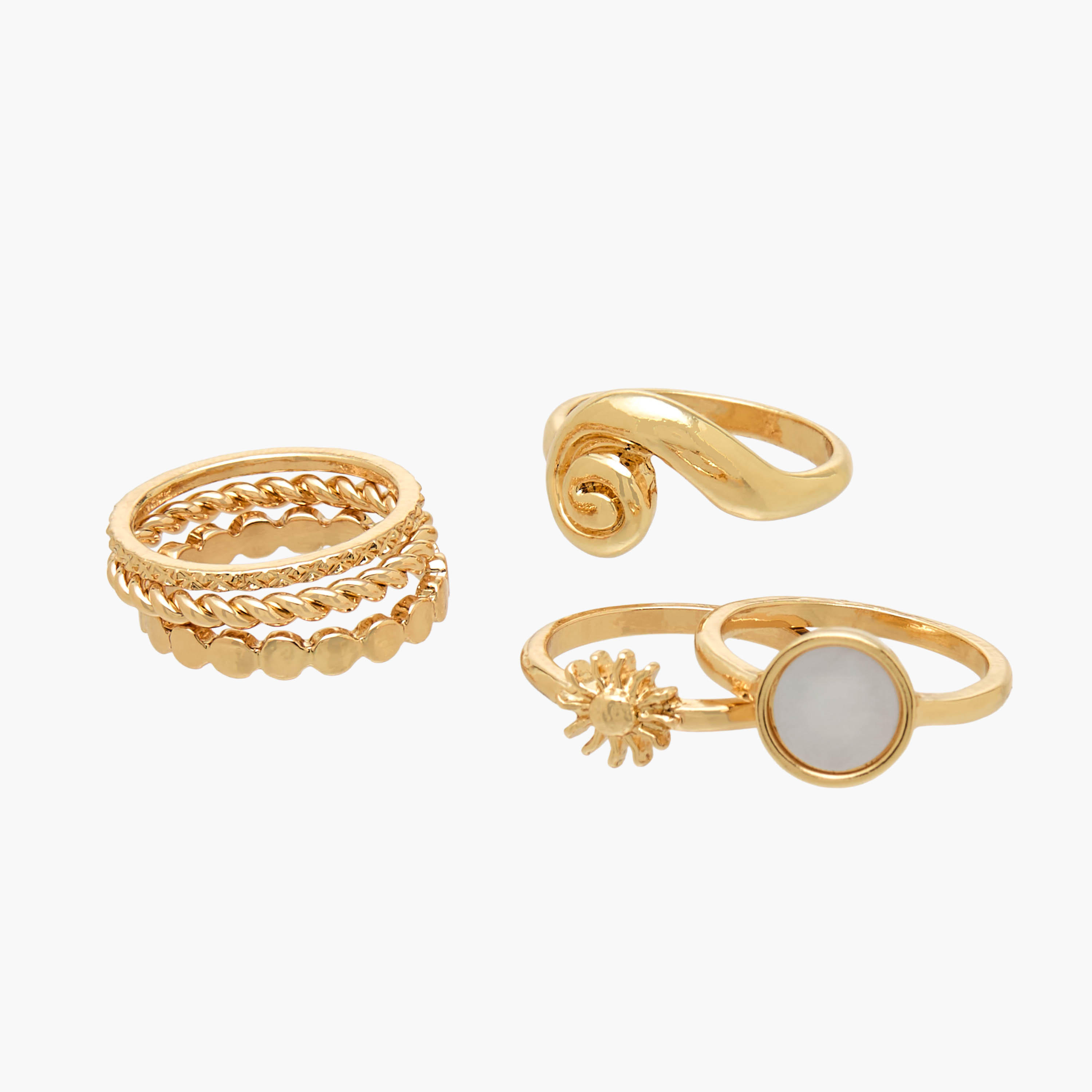 خواتم ذهبية متنوعة - طقم من 6 قطع-women-watchesandjewellery-jewellery-rings-image-3