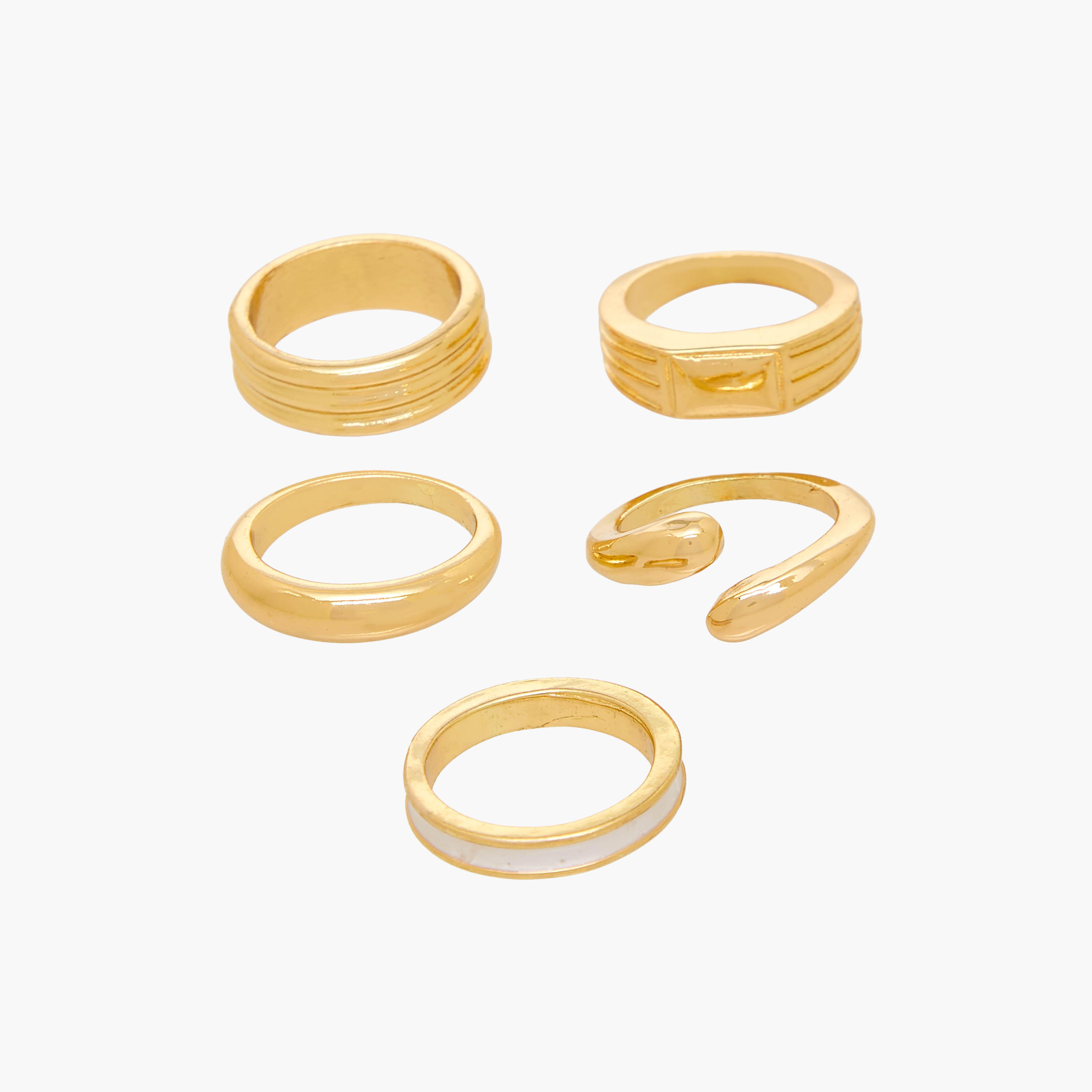 خواتم بلون ذهبي - عبوة 5 قطع-women-watchesandjewellery-jewellery-rings-image-1