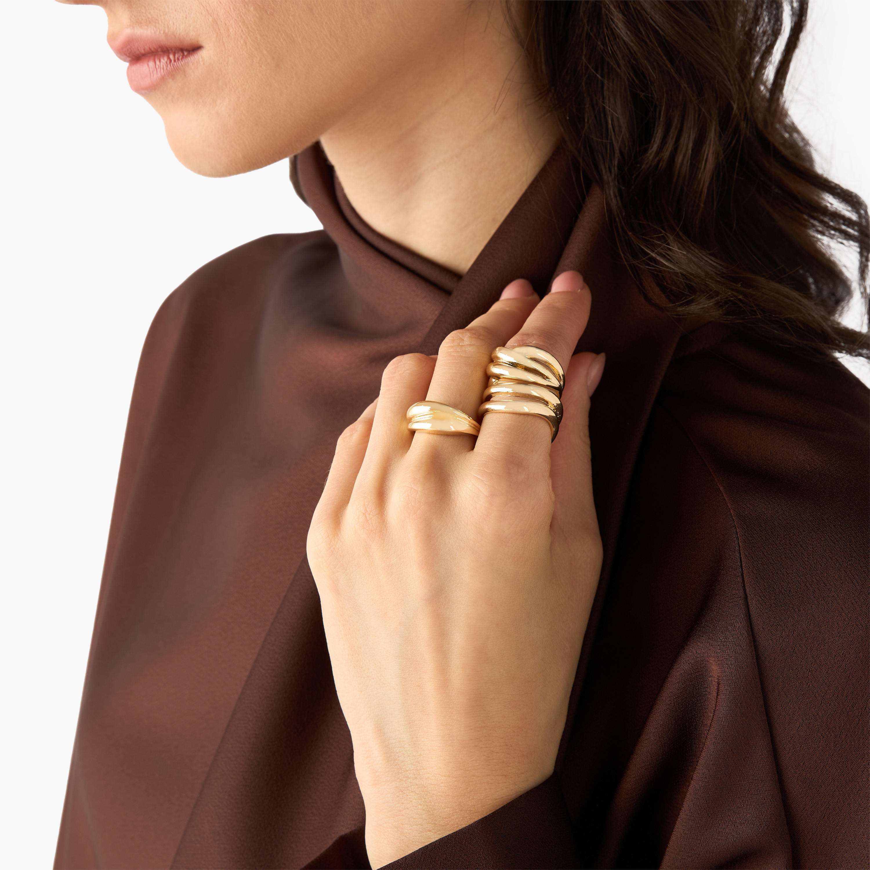 خواتم مكدسة بلون ذهبي وتصميم سميك - طقم 3 قطع-women-watchesandjewellery-jewellery-rings-image-3