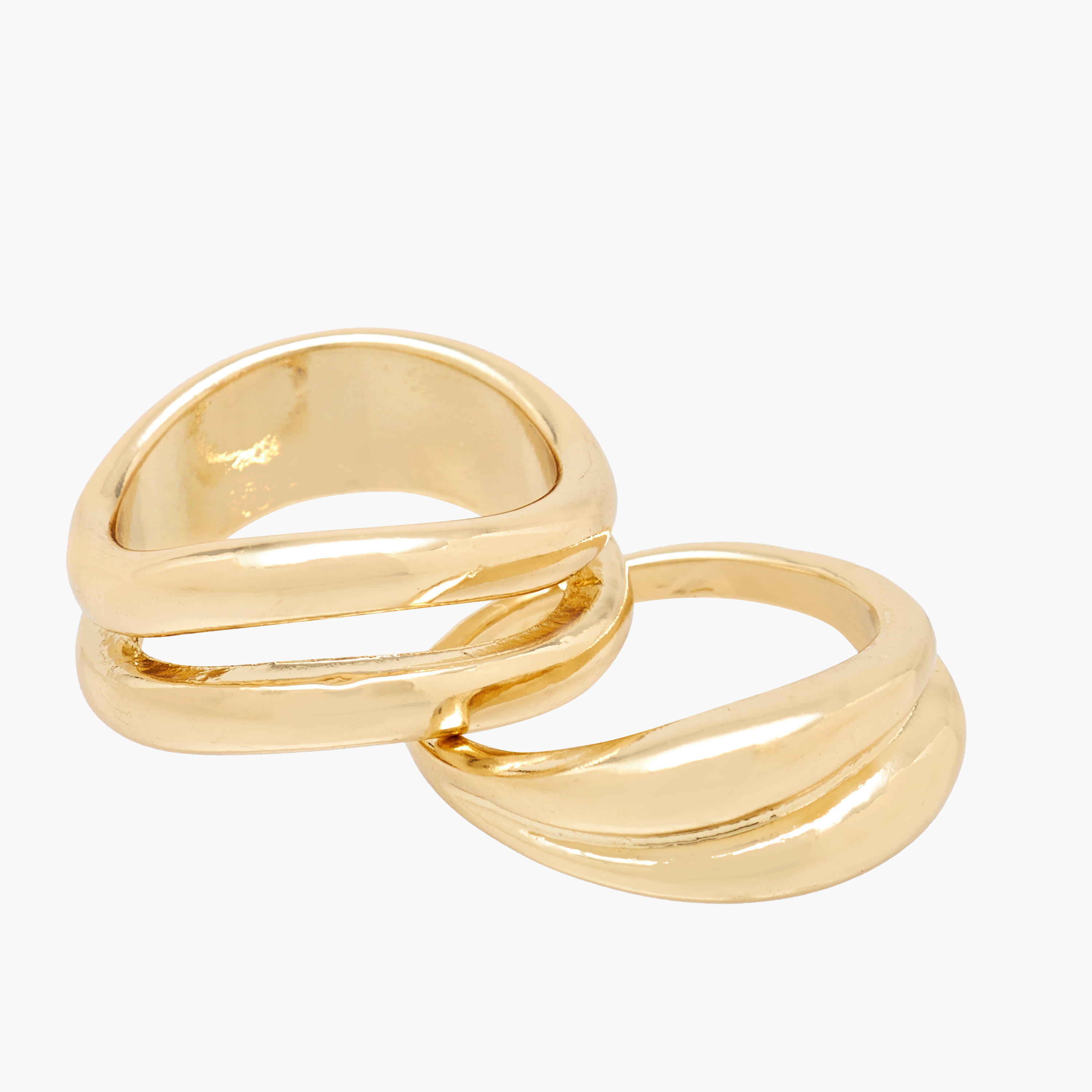 خواتم مكدسة بلون ذهبي وتصميم سميك - طقم 3 قطع-women-watchesandjewellery-jewellery-rings-image-1