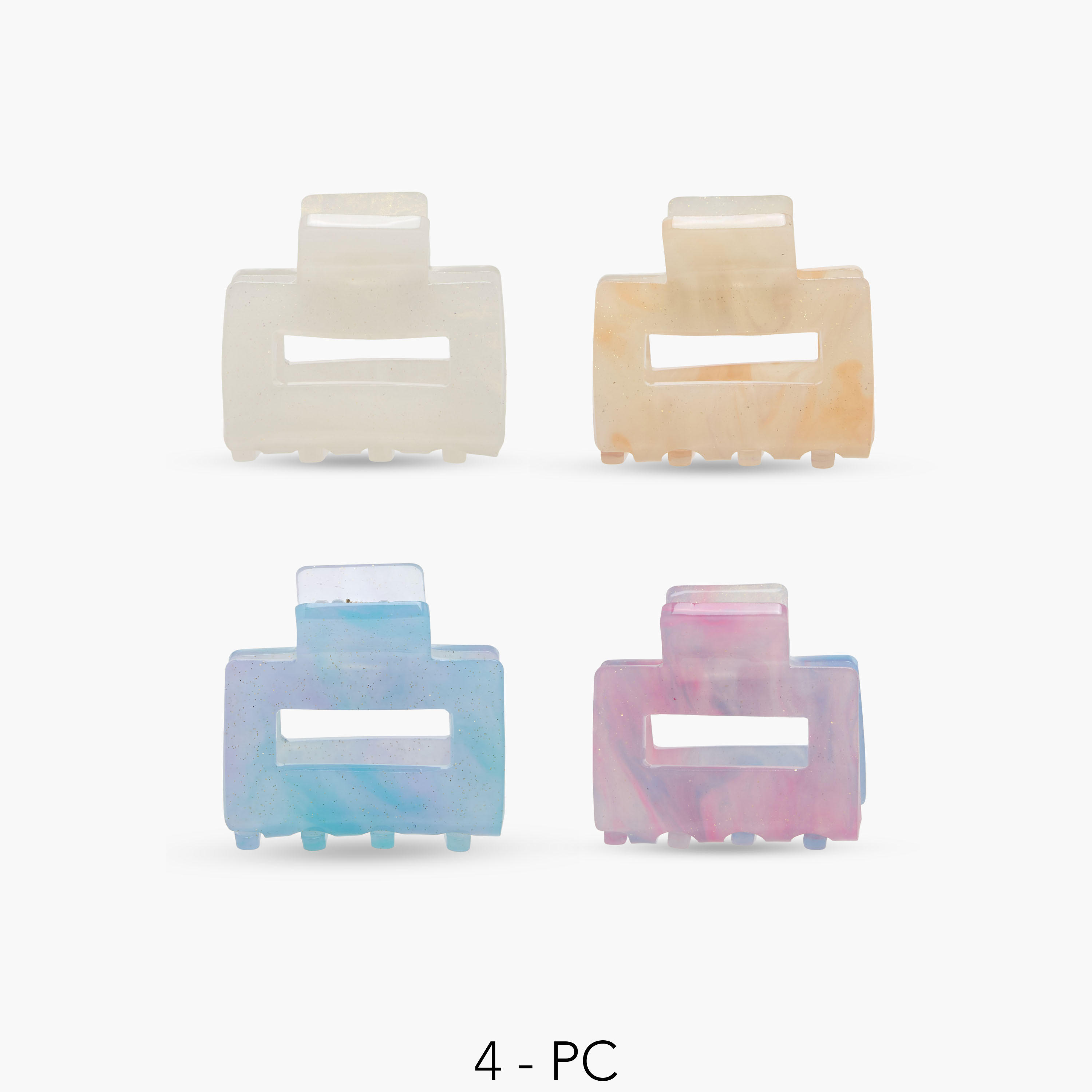 Pack of 4 Rectangular Hair Clamp with Glossy Finish-women-hairaccessories-clamps-image-1