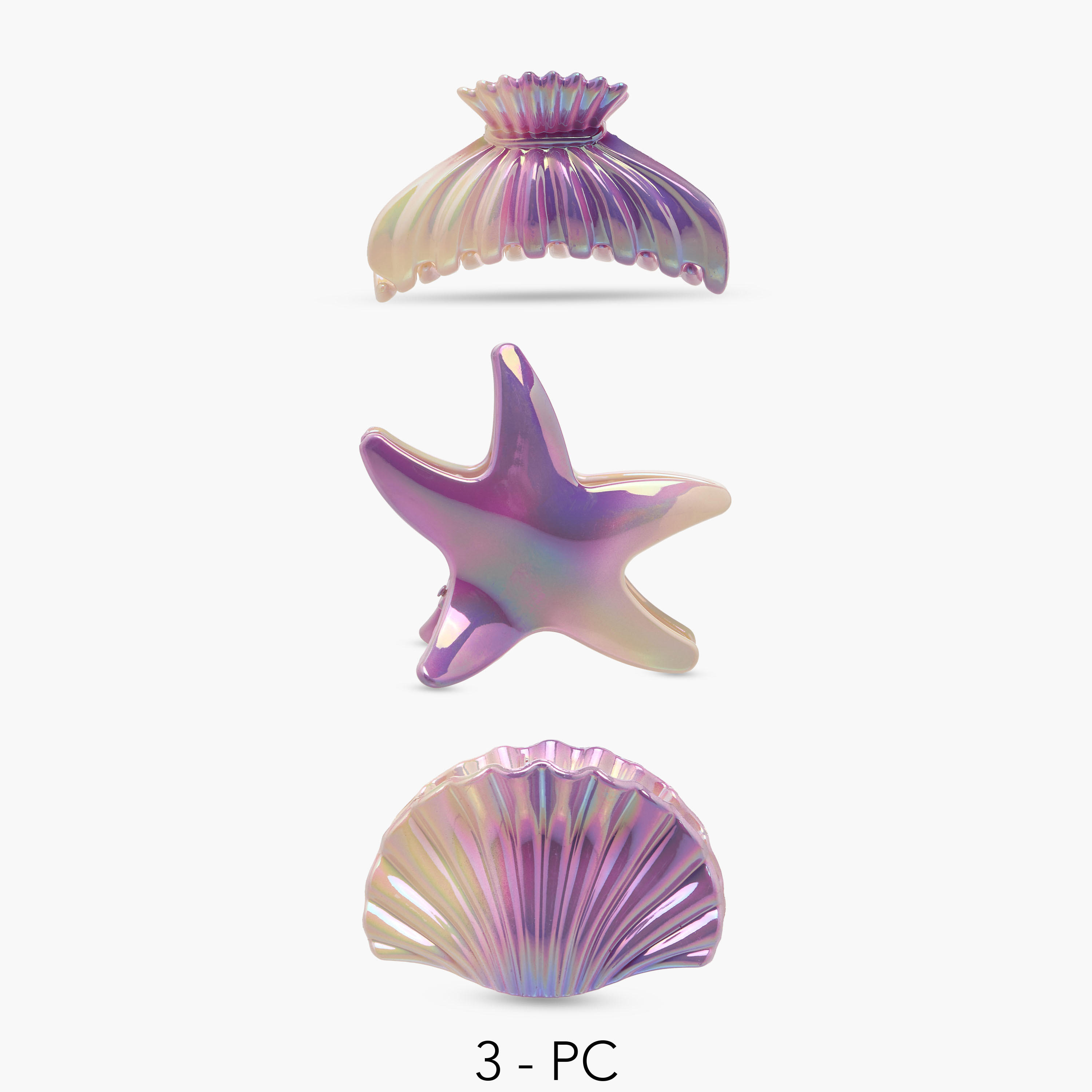 Pack of 3 Seashell Hair Clamp with Ombre Finish-women-hairaccessories-clamps-image-1