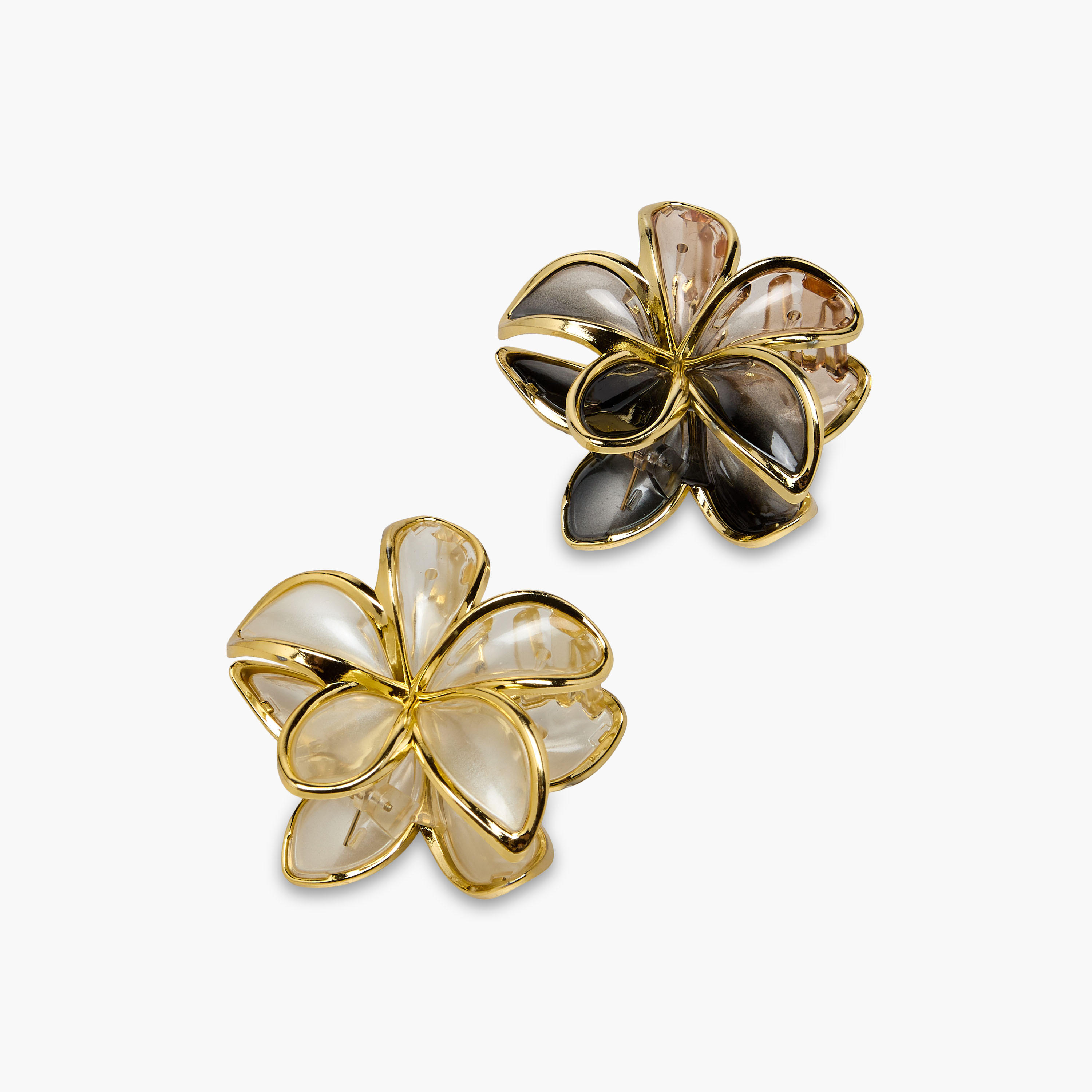 Pack of 2 Floral Hair Clamp with Metallic Trim-women-hairaccessories-clamps-image-5