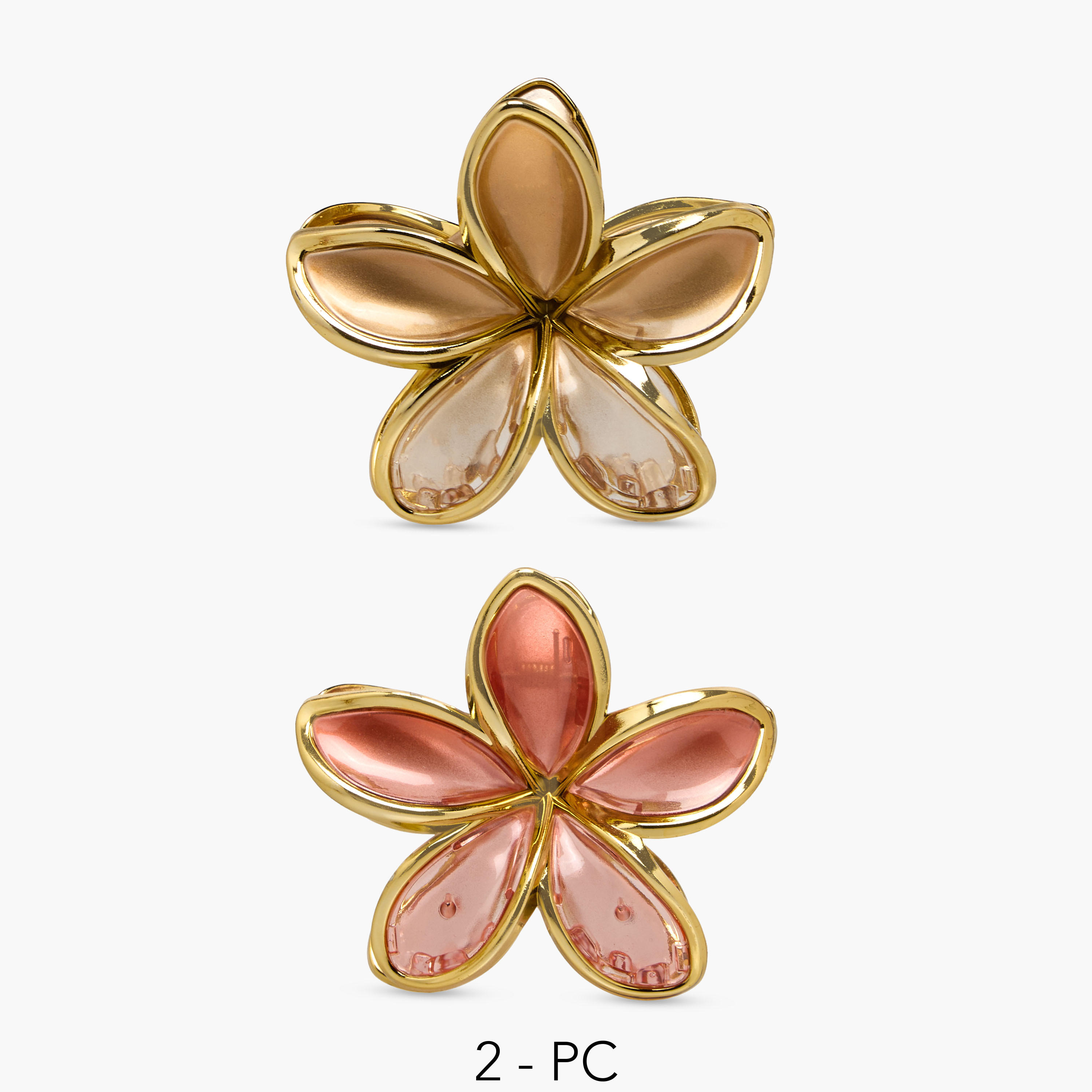 Pack of 2 Floral Hair Clamp with Metallic Trim-women-hairaccessories-clamps-image-1