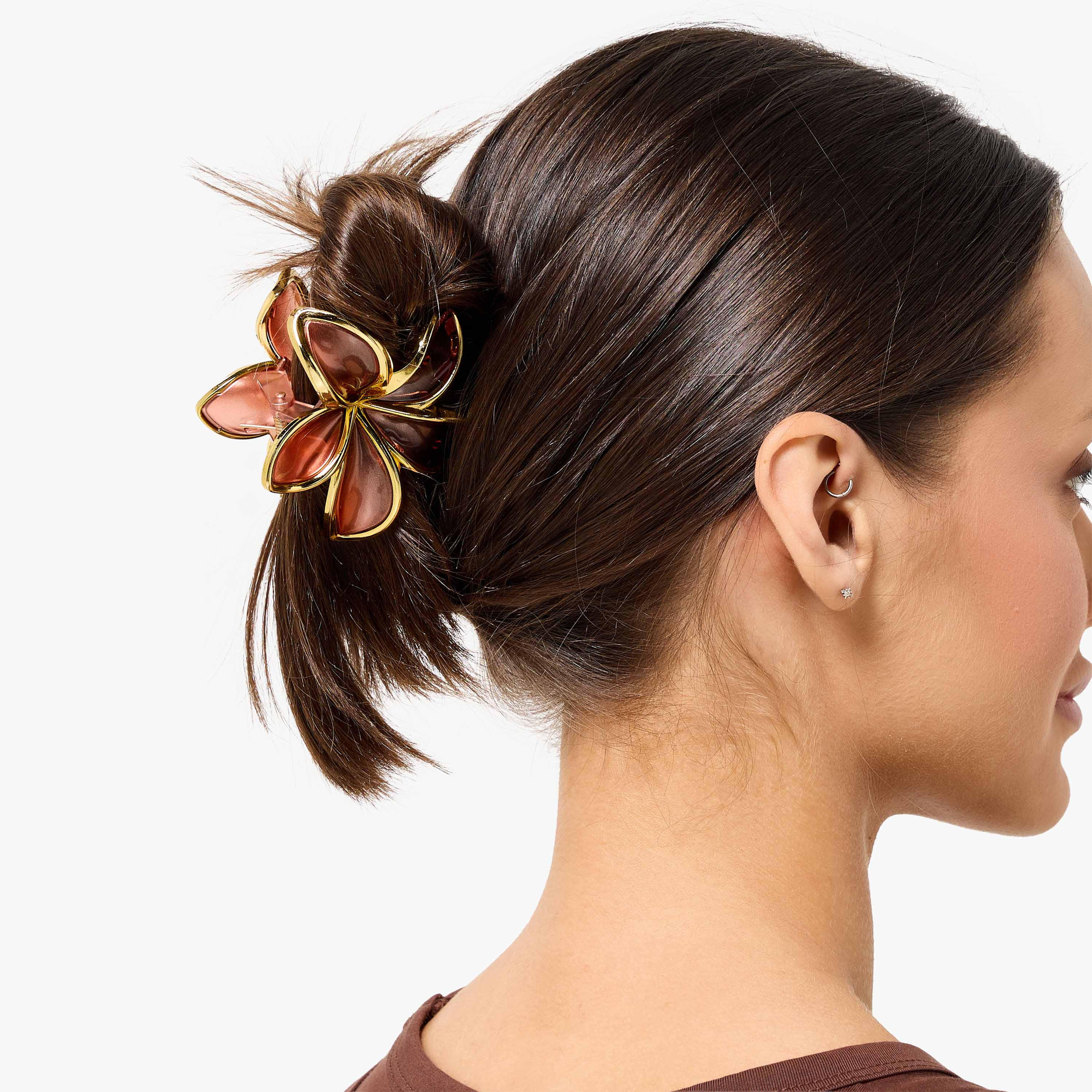 Pack of 2 Floral Hair Clamp with Metallic Trim-women-hairaccessories-clamps-image-3