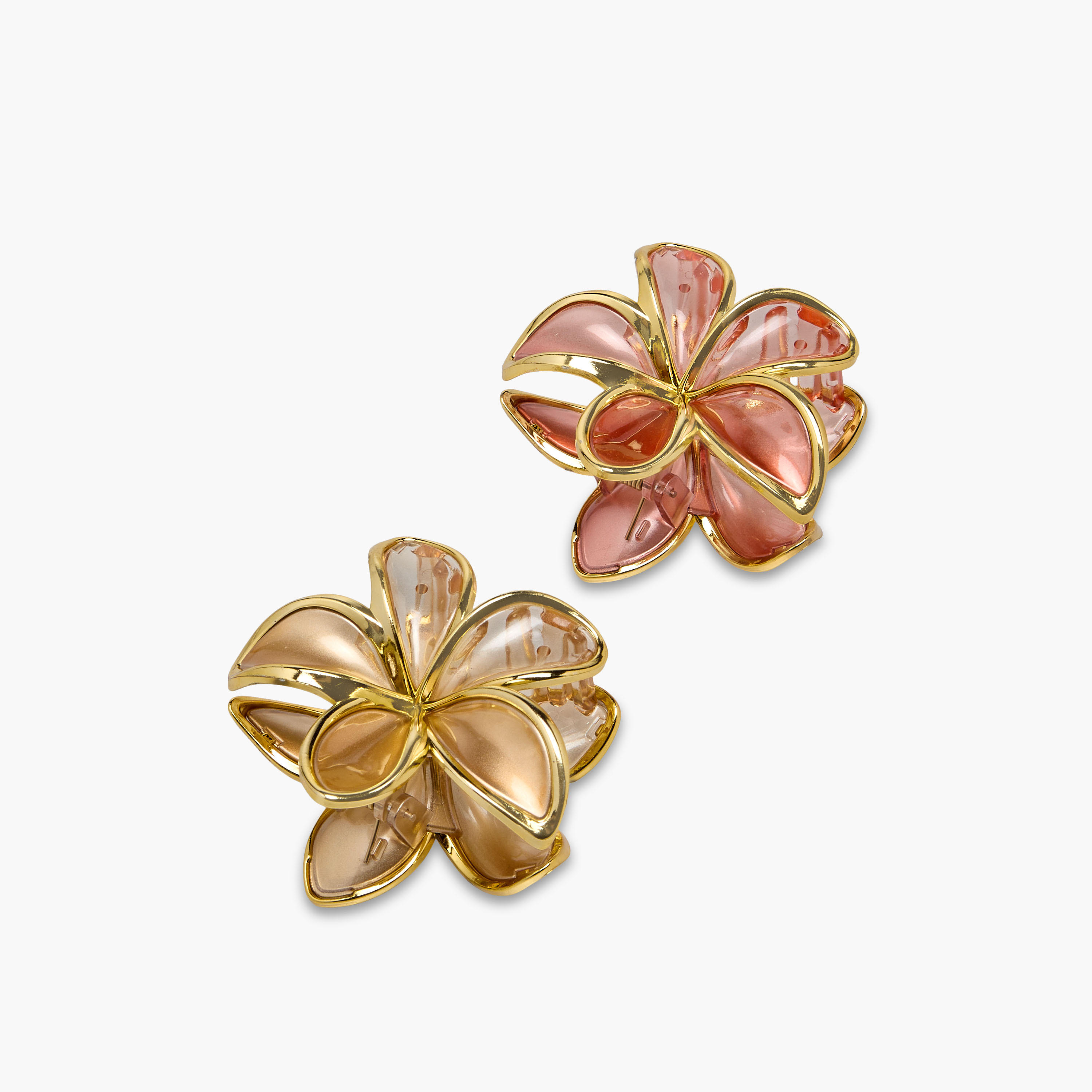 Pack of 2 Floral Hair Clamp with Metallic Trim-women-hairaccessories-clamps-image-5
