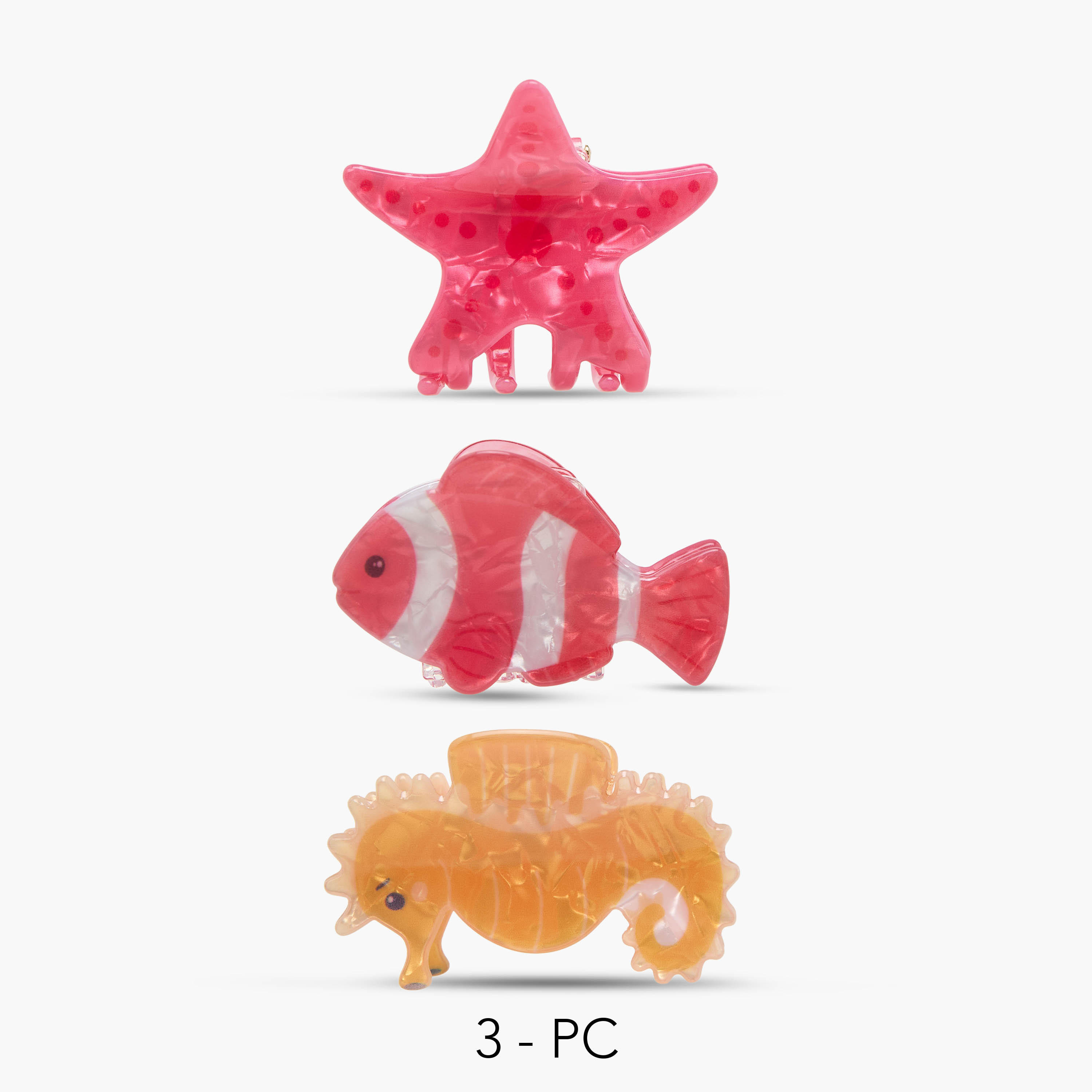 Pack of 3 Marine Shape Hair Clamps with Print-women-hairaccessories-clamps-image-1