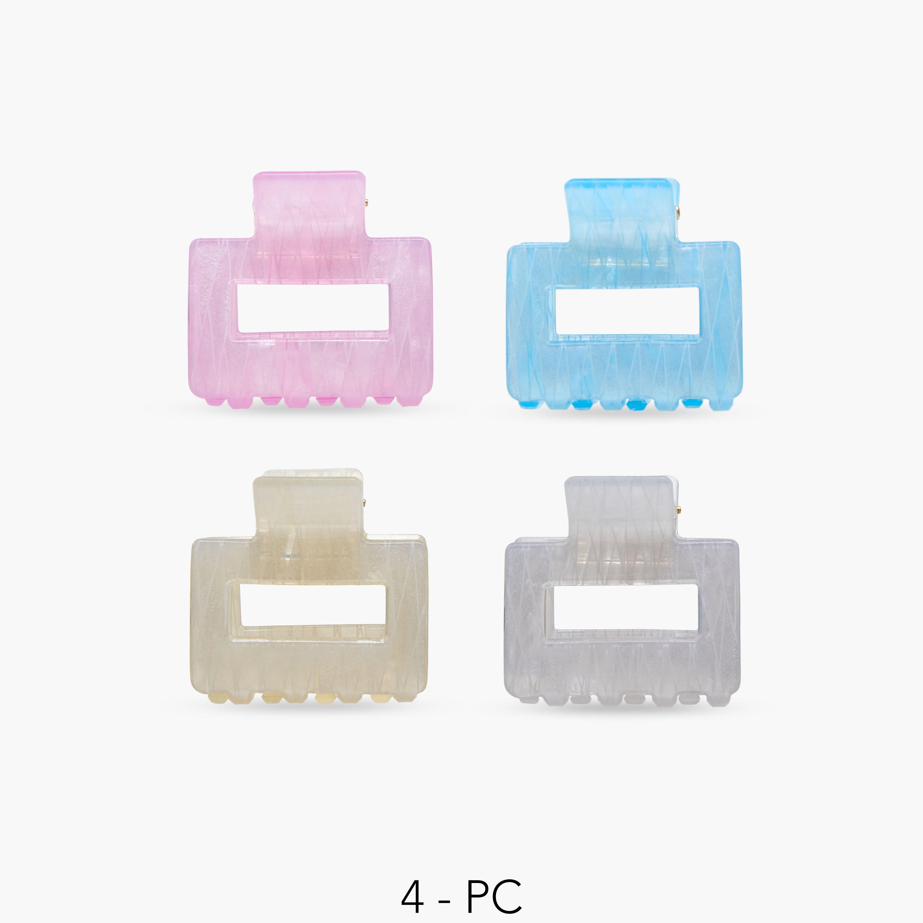 طقم مشابك شعر مستطيلة بتفاصيل جليتر 4 قطع من جلو-women-hairaccessories-clamps-image-1