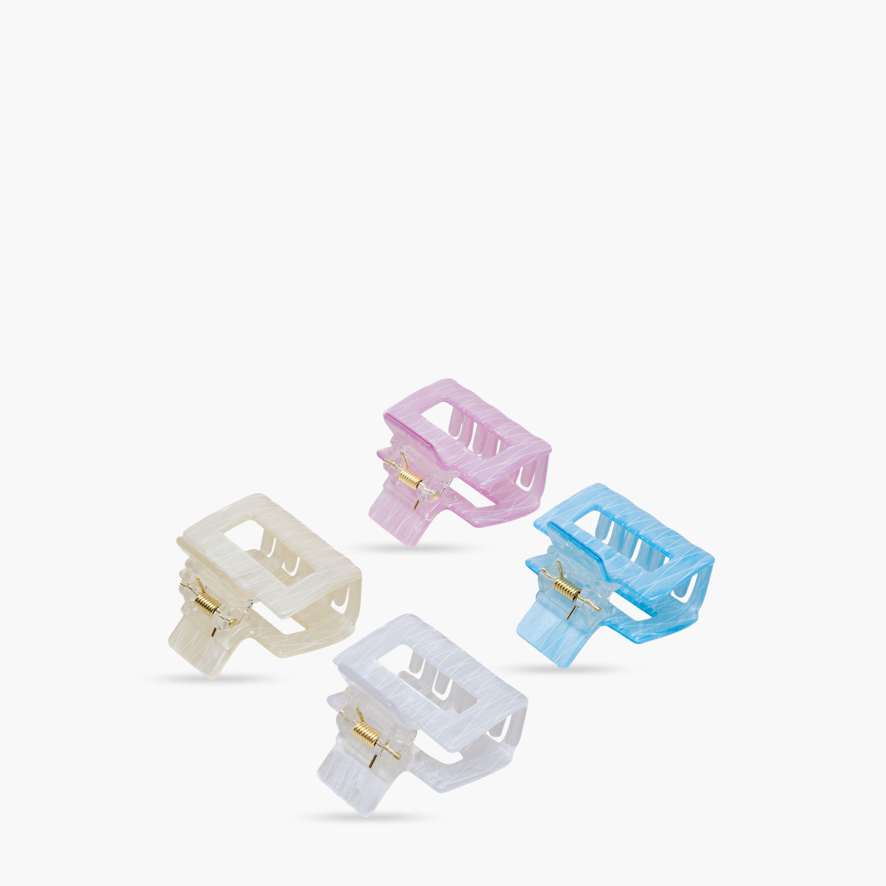 طقم مشابك شعر مستطيلة بتفاصيل جليتر 4 قطع من جلو-women-hairaccessories-clamps-image-7