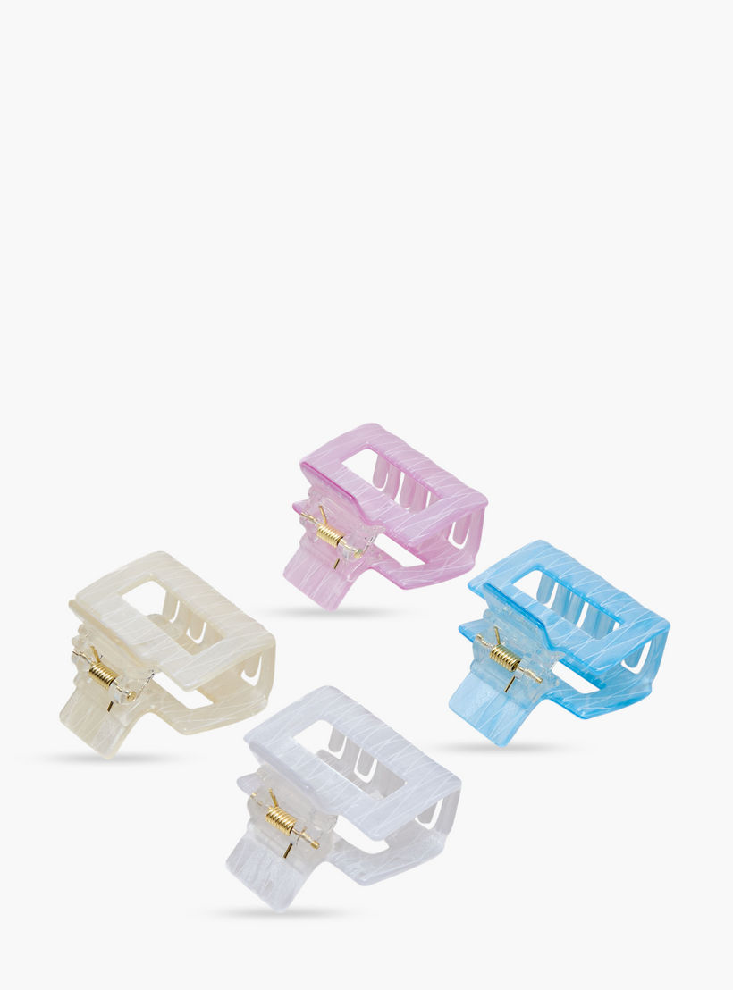 طقم مشابك شعر مستطيلة بتفاصيل جليتر 4 قطع من جلو-women-hairaccessories-clamps-image-7