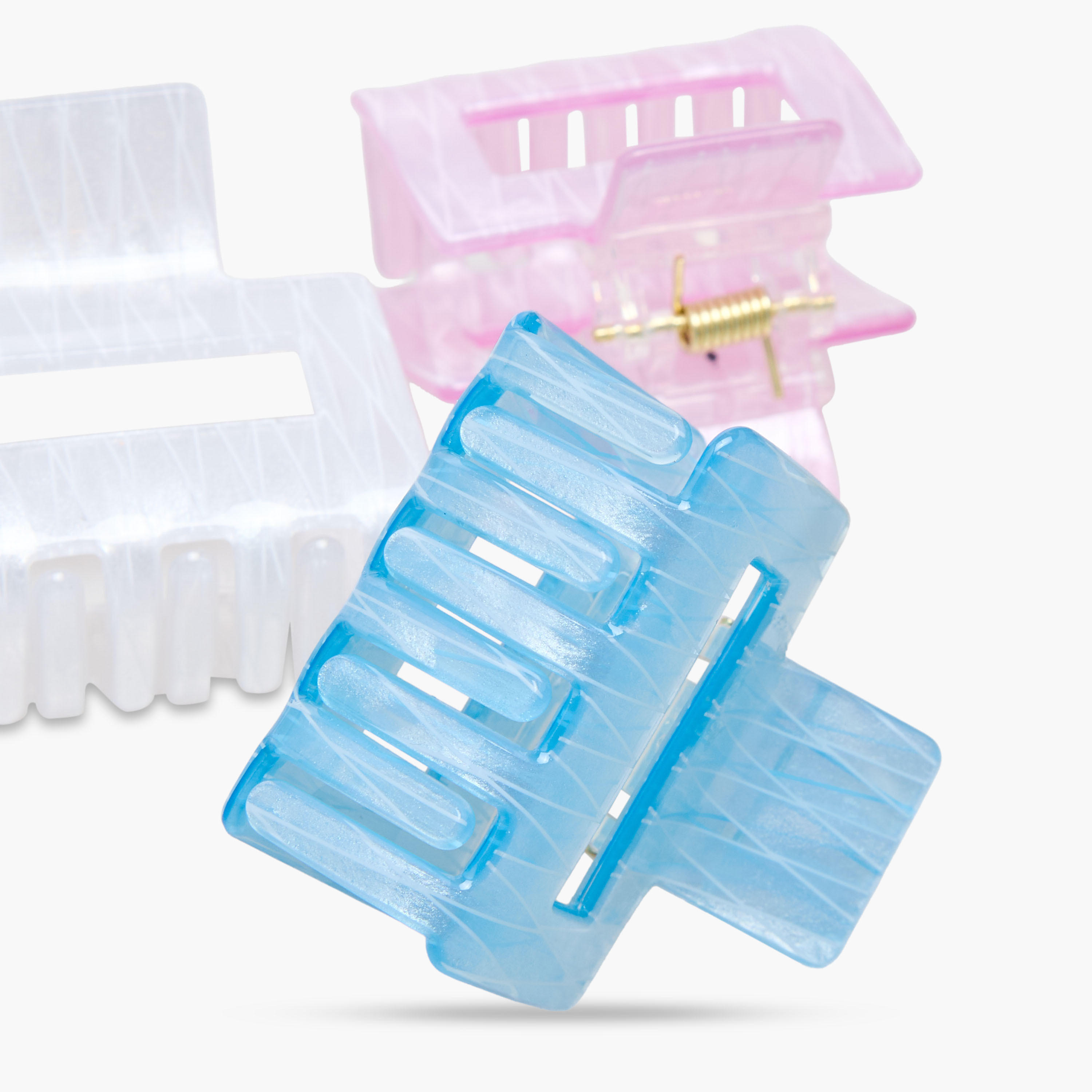 طقم مشابك شعر مستطيلة بتفاصيل جليتر 4 قطع من جلو-women-hairaccessories-clamps-image-8