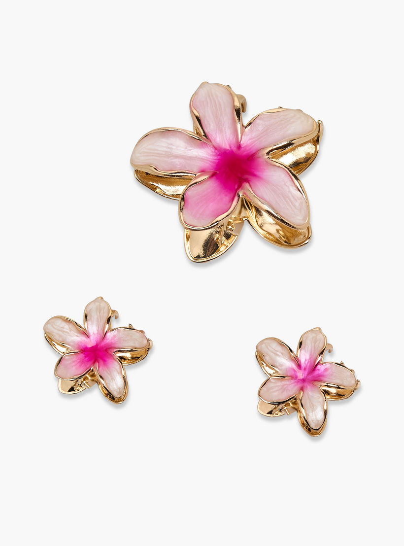 طقم مشابك شعر زهرية 3 قطع بطلاء مينا-women-hairaccessories-clamps-image-6