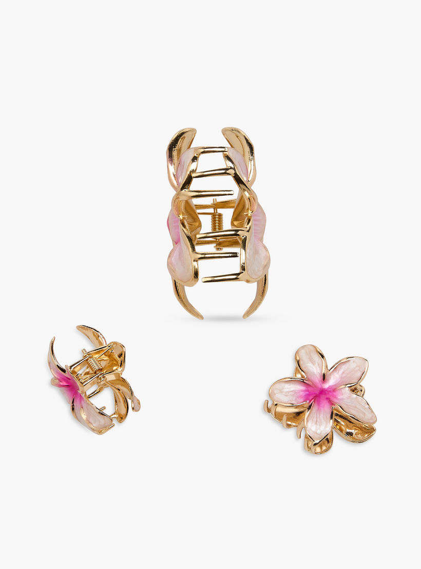 طقم مشابك شعر زهرية 3 قطع بطلاء مينا-women-hairaccessories-clamps-image-7