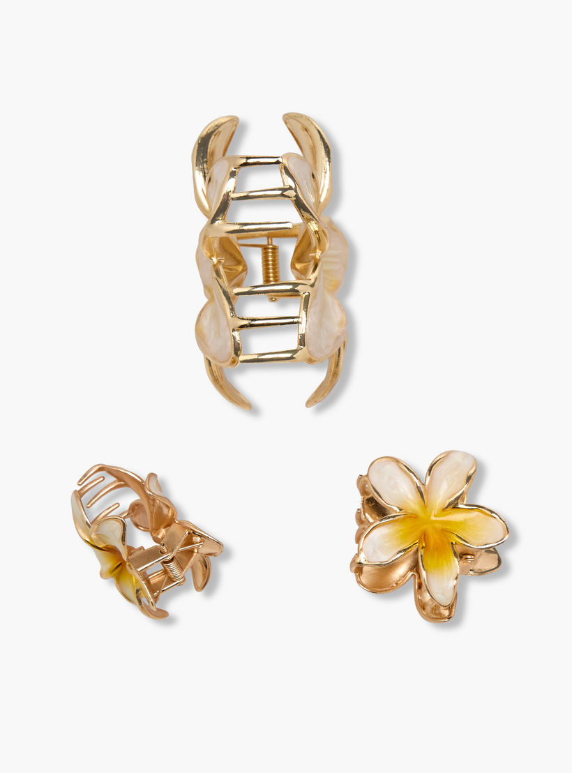 طقم مشابك شعر زهور 3 قطع بطلاء المينا-women-hairaccessories-clamps-image-7
