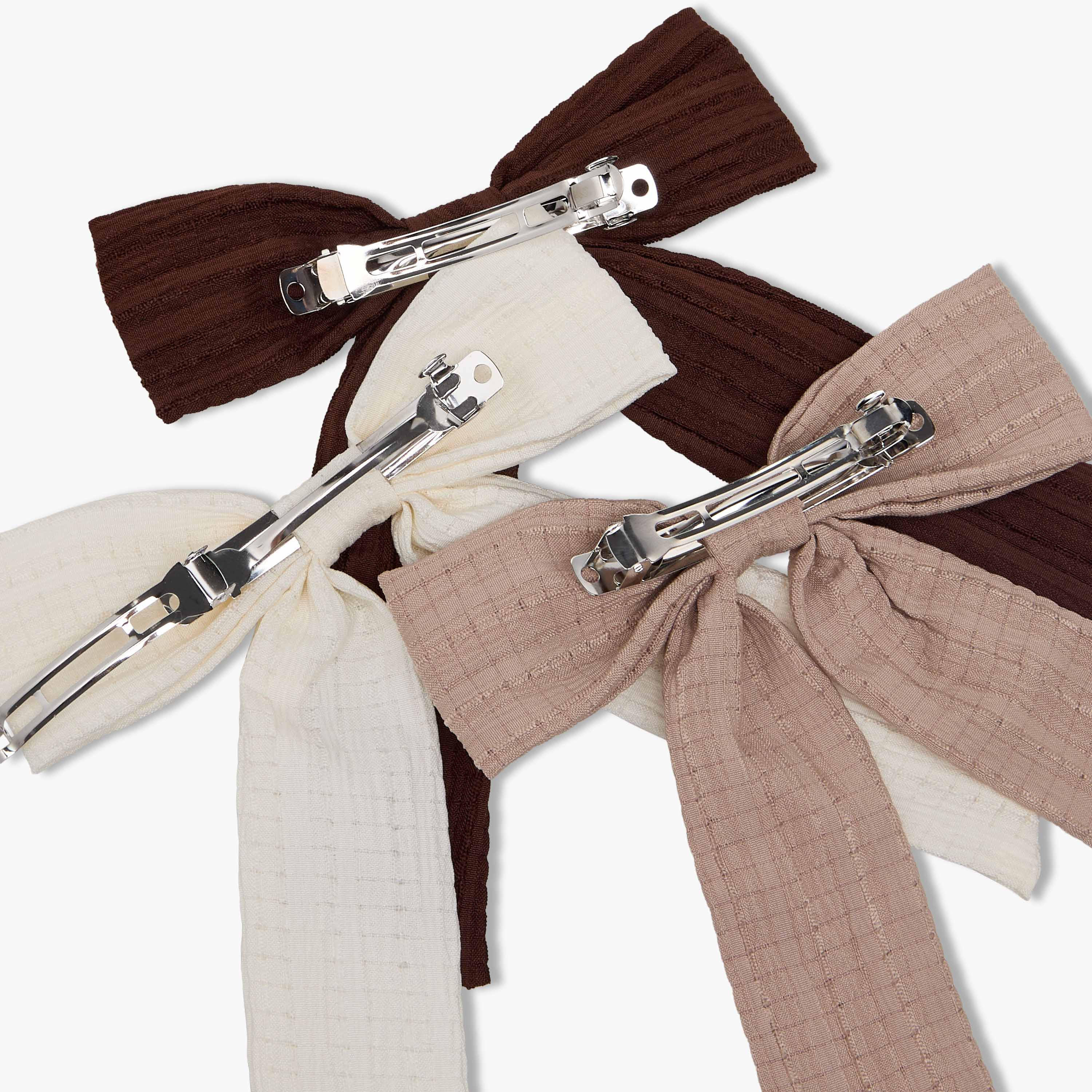 مجموعة مشابك شعر بفيونكة بارزة الملمس 3 قطع من جلو-women-hairaccessories-clips-image-10