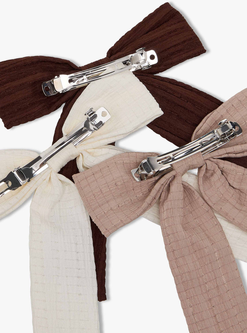 مجموعة مشابك شعر بفيونكة بارزة الملمس 3 قطع من جلو-women-hairaccessories-clips-image-10
