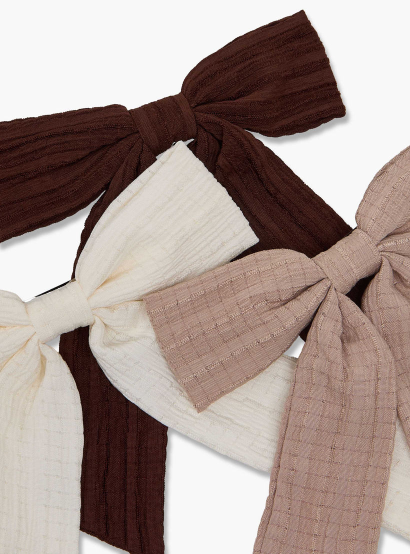 مجموعة مشابك شعر بفيونكة بارزة الملمس 3 قطع من جلو-women-hairaccessories-clips-image-9