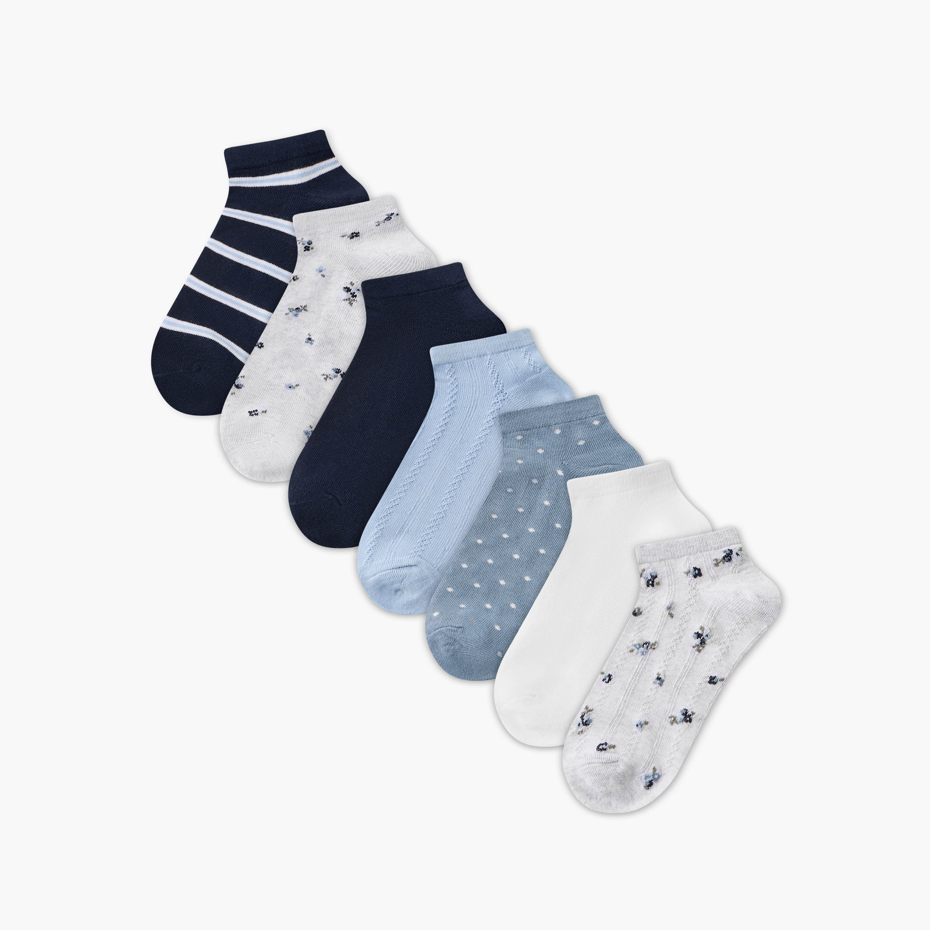 طقم جوارب قطن 7 أزواج بطول الكاحل-women-socksandstockings-image-1