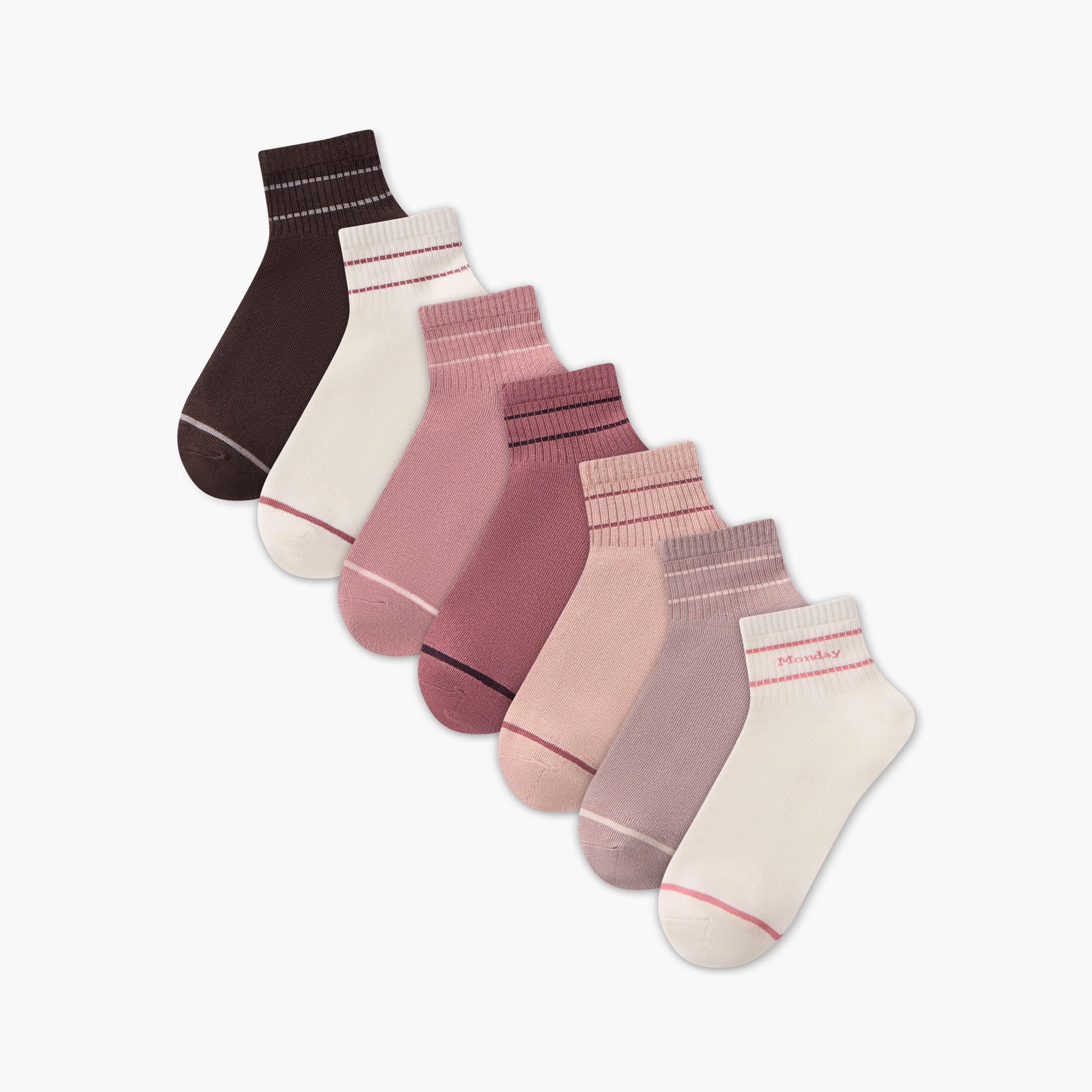 طقم جوارب قطنية مريحة بطول الكاحل 7 قطع-women-socksandstockings-image-1